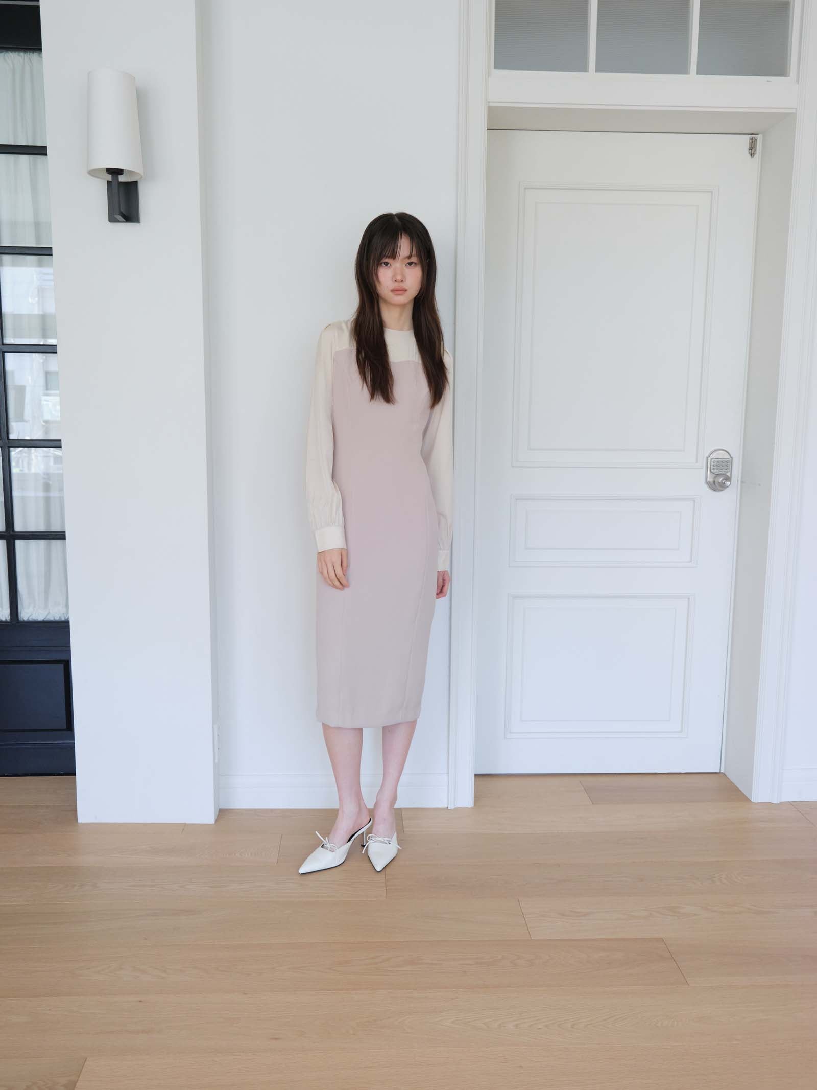 TWO TONE DRESS_BEIGE