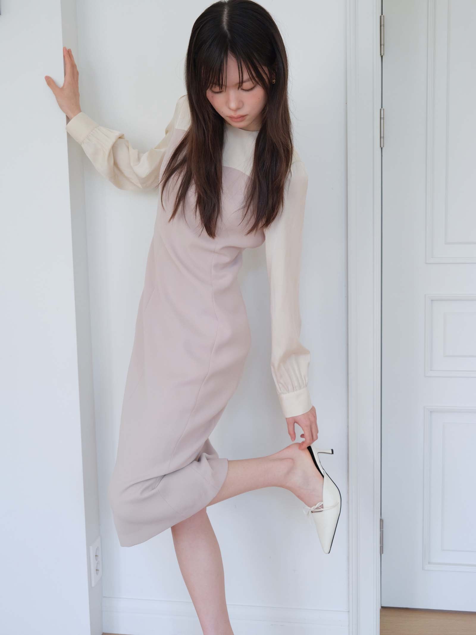 TWO TONE DRESS_BEIGE