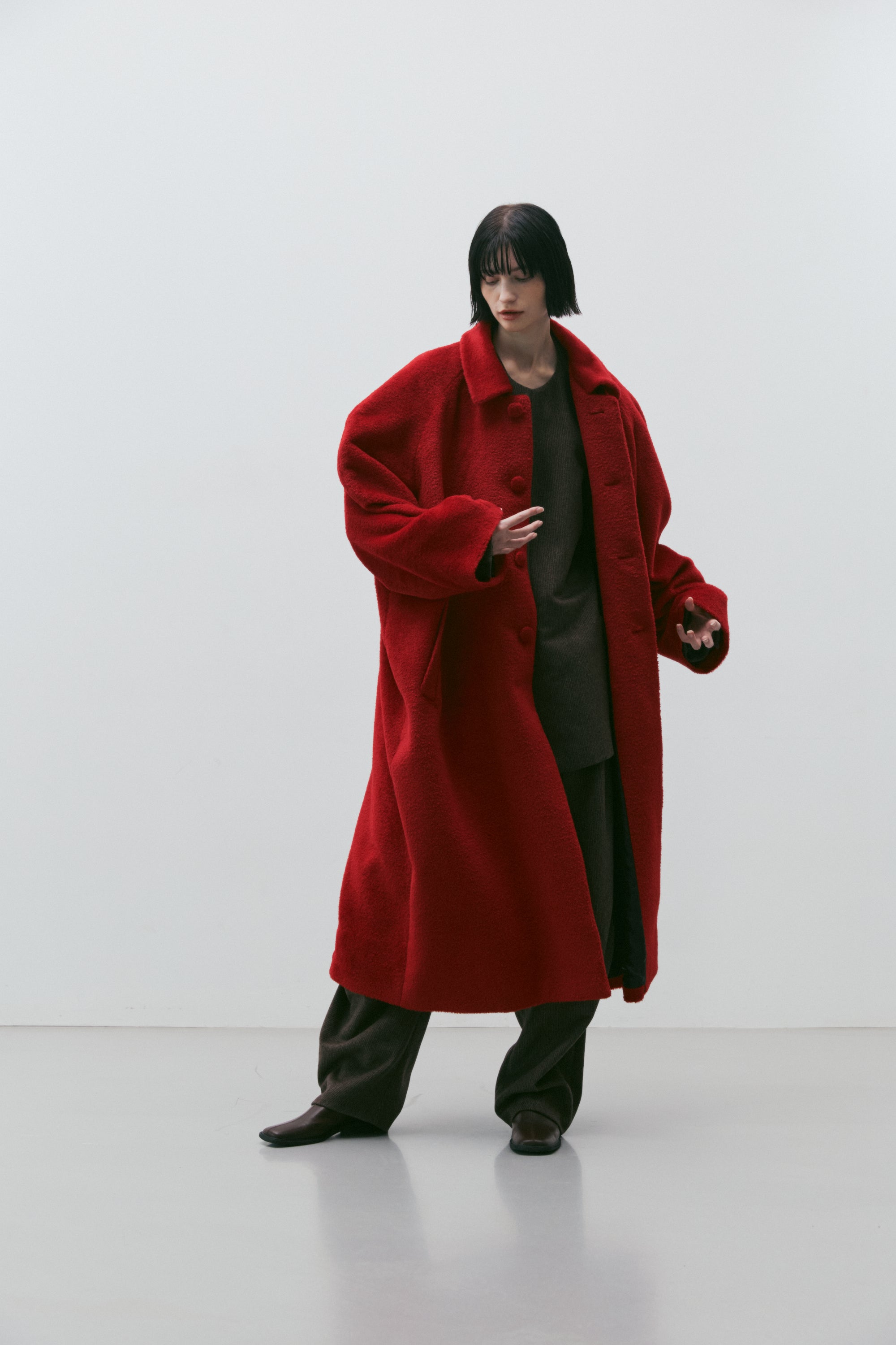 ALPACA BLENDED RAGLAN OVER COAT_RED