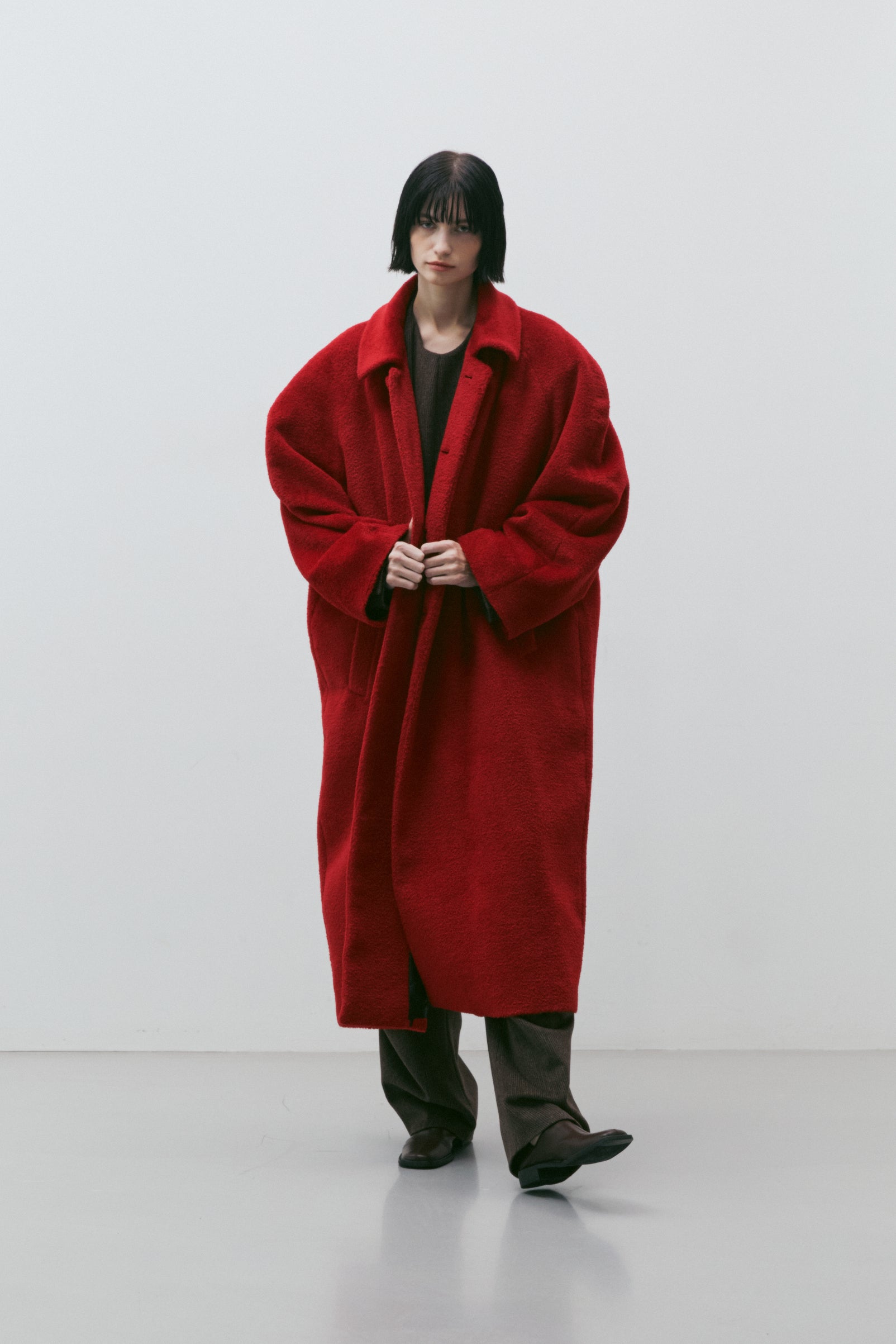 ALPACA BLENDED RAGLAN OVER COAT_RED