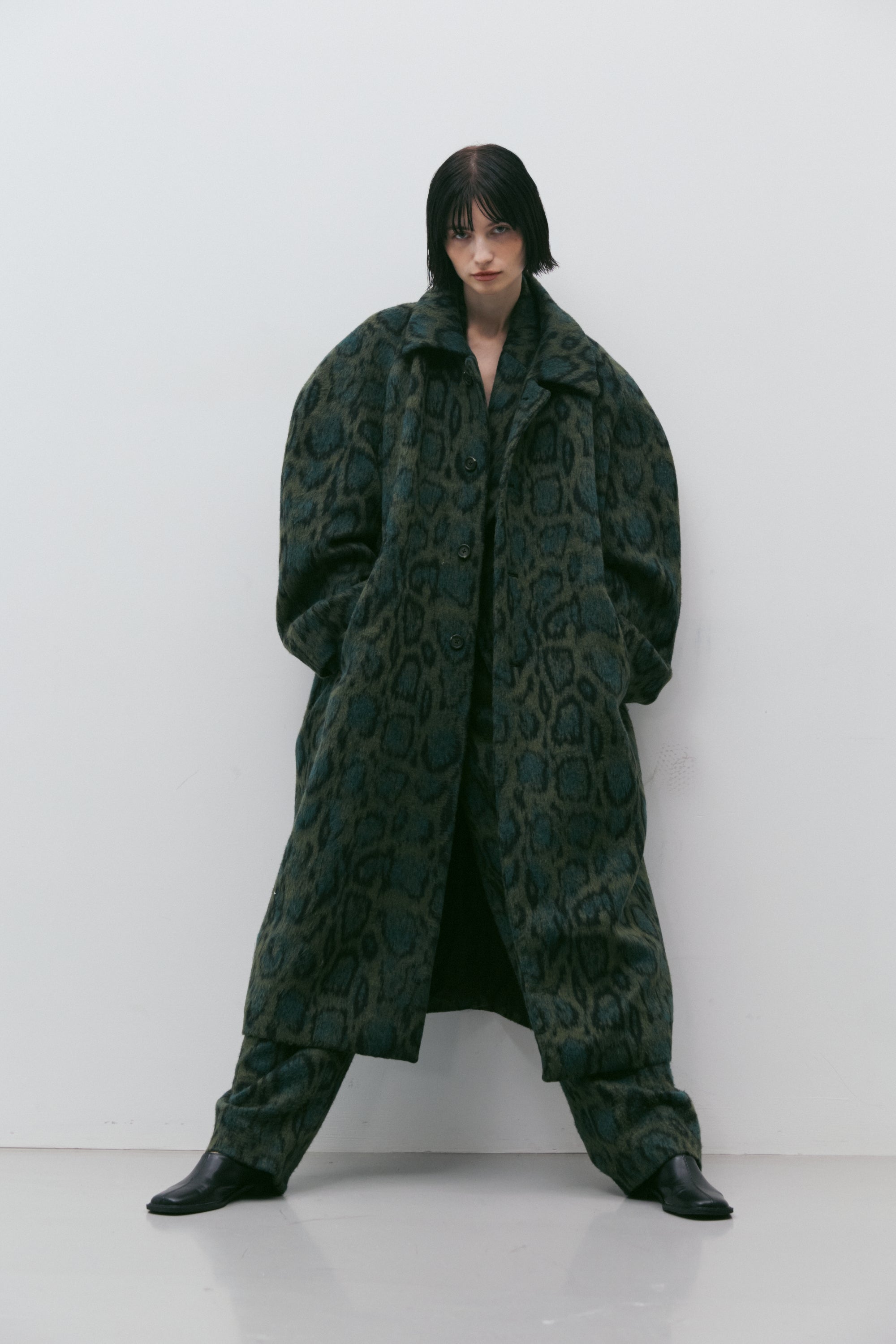 LEOPARD RAGLAN COAT_GREEN LEOPARD