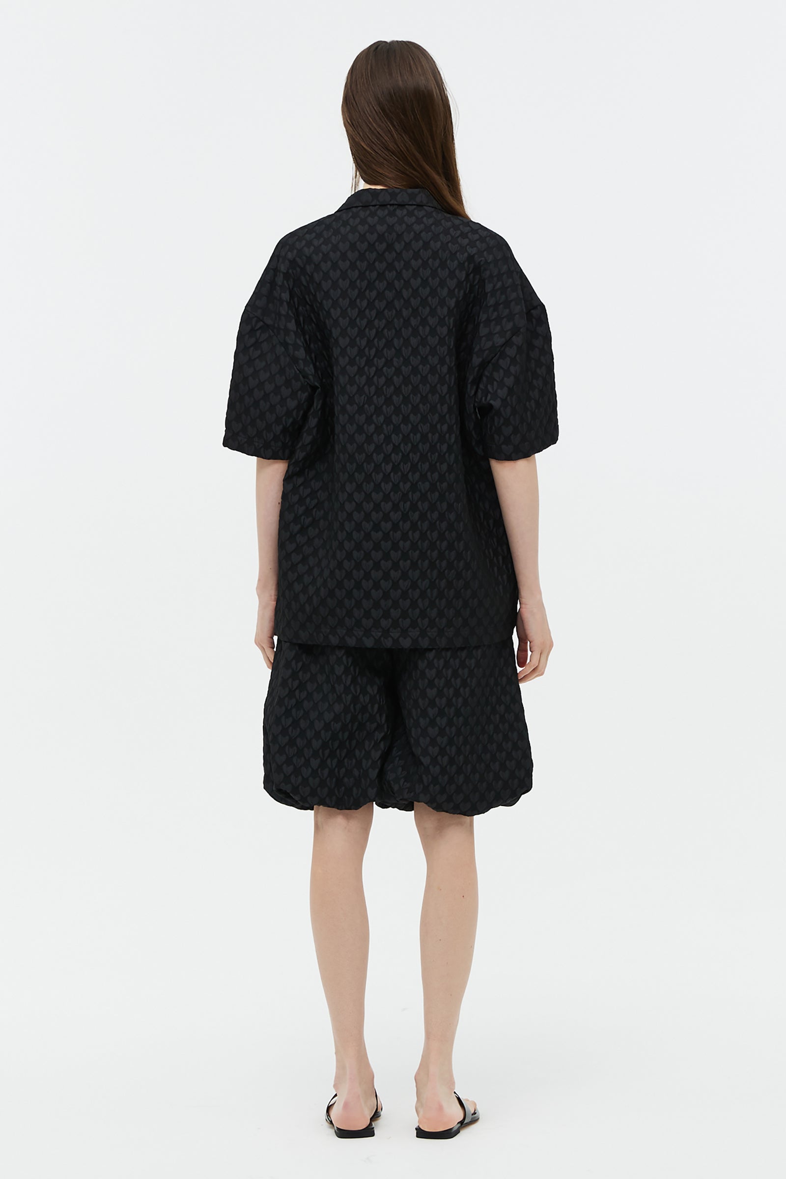 JACQUARD BALLOON HALF PANTS_BLACK