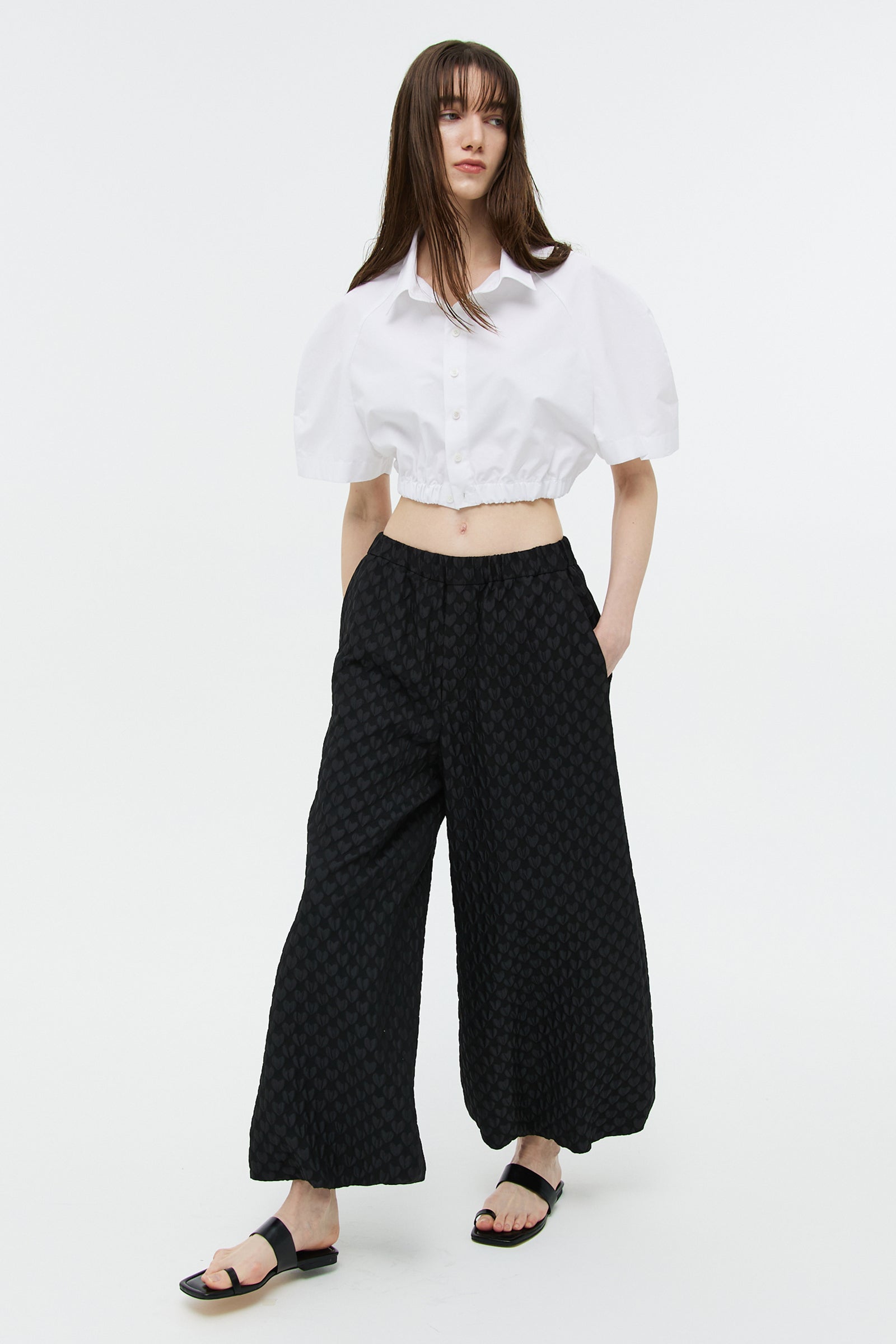 JACQUARD BALLOON PANTS_BLACK