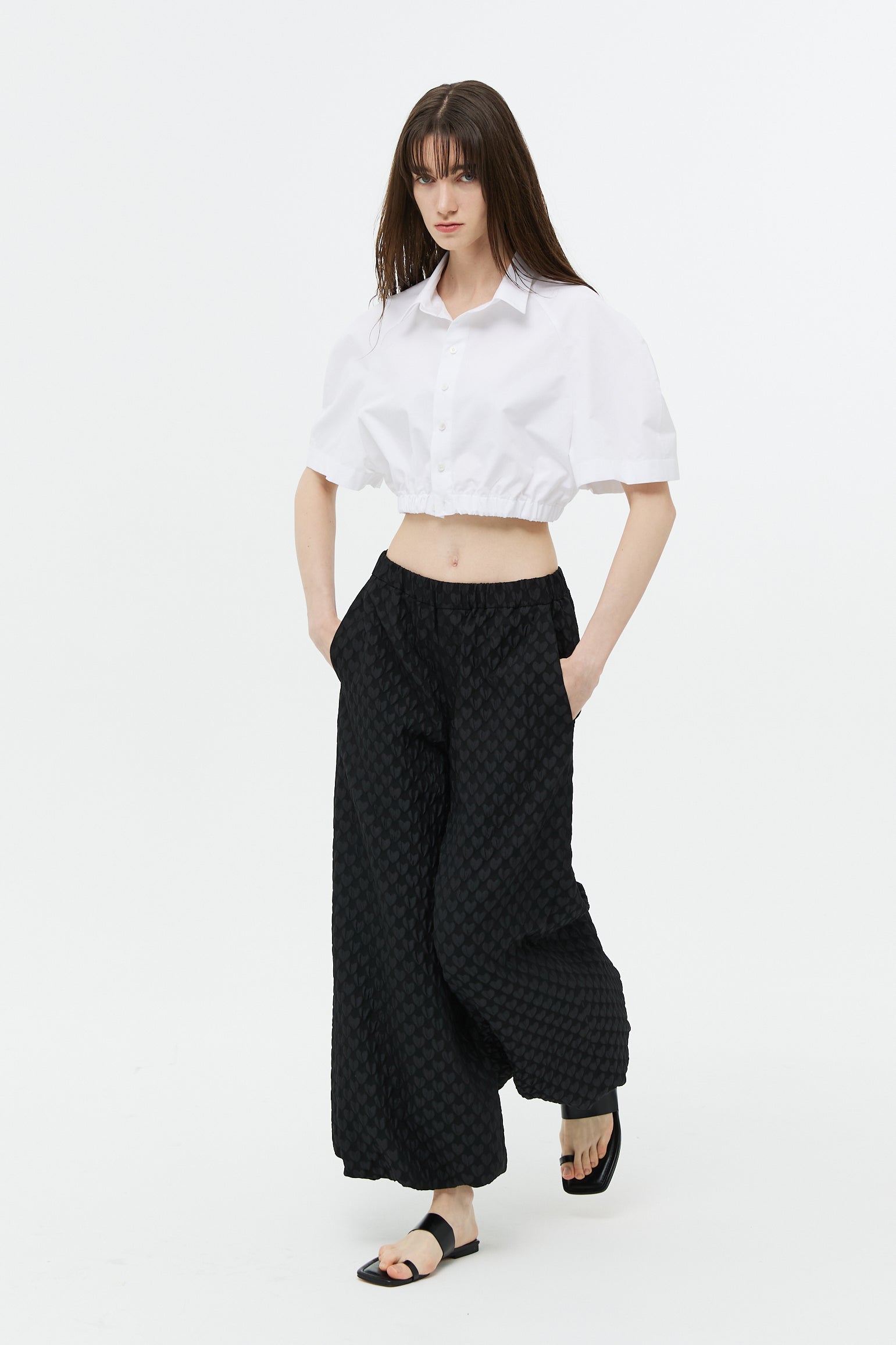 JACQUARD BALLOON PANTS_BLACK