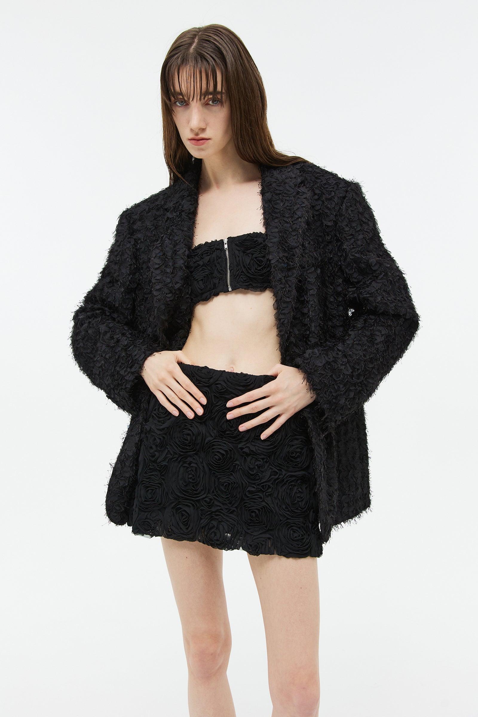 ROSE CORSAGE TUBE TOP_BLACK