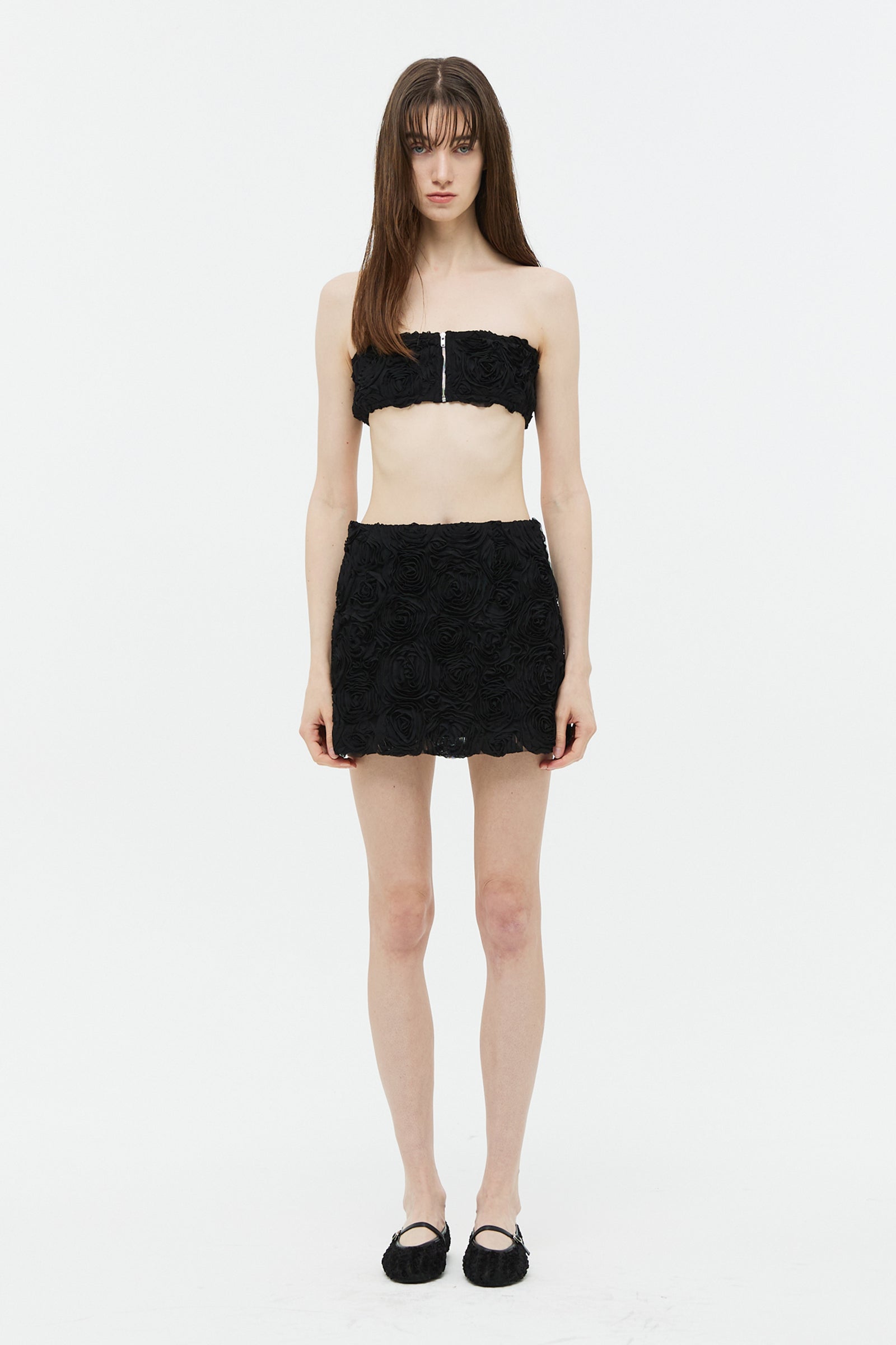 ROSE CORSAGE TUBE TOP_BLACK
