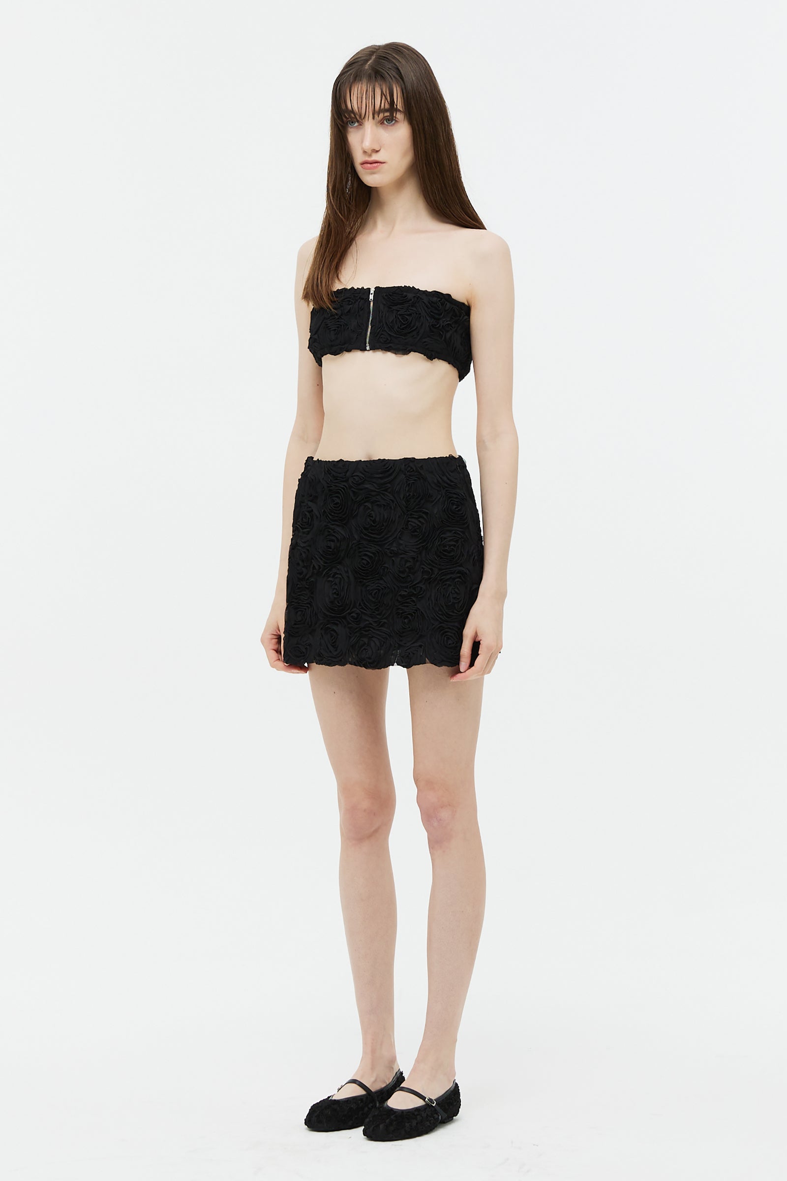ROSE CORSAGE TUBE TOP_BLACK