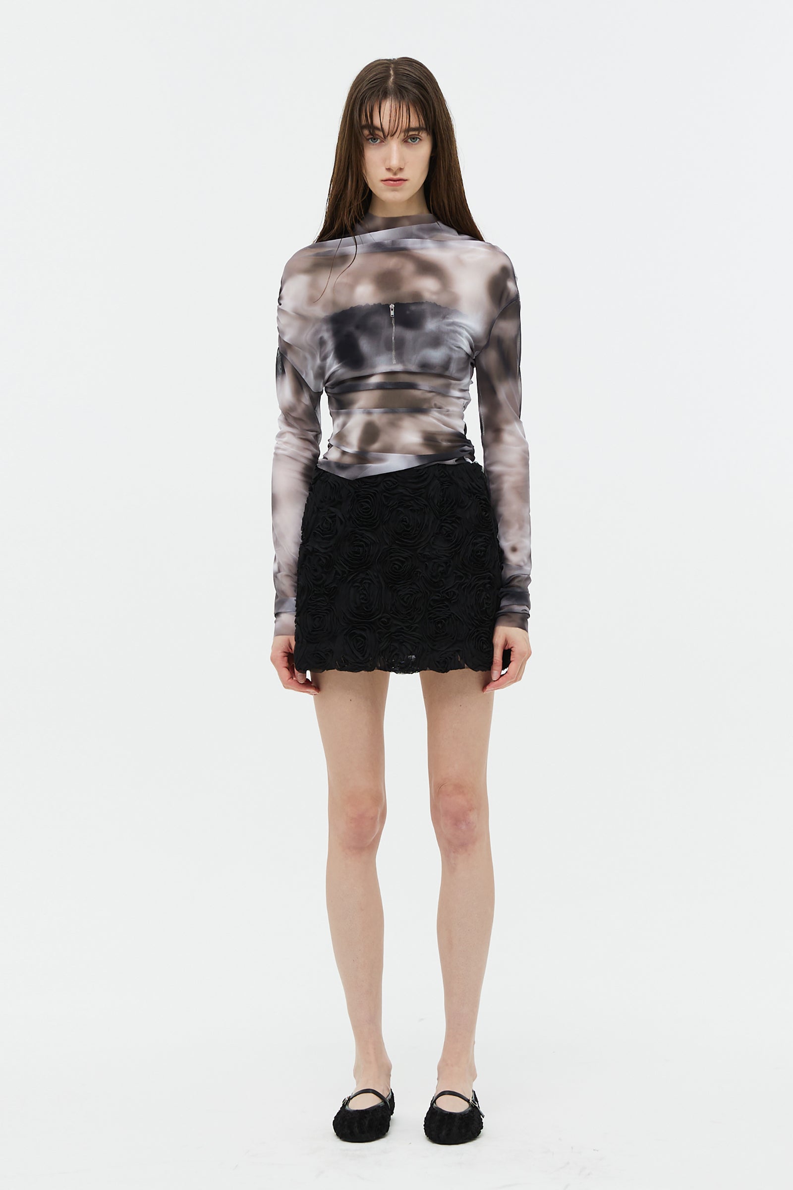 FLOWER CORSAGE SKIRT_BLACK