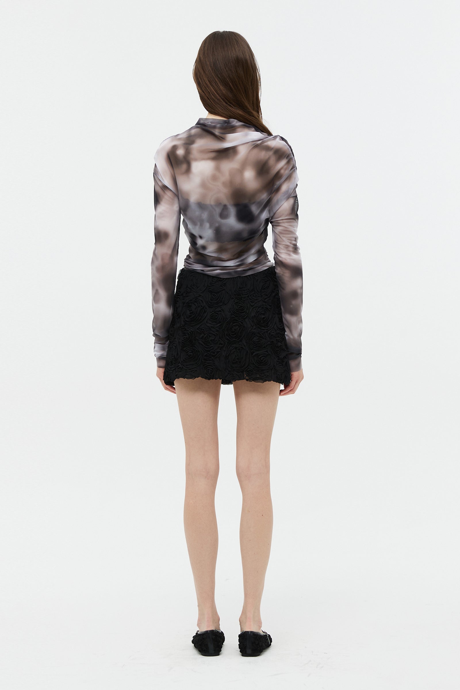 FLOWER CORSAGE SKIRT_BLACK