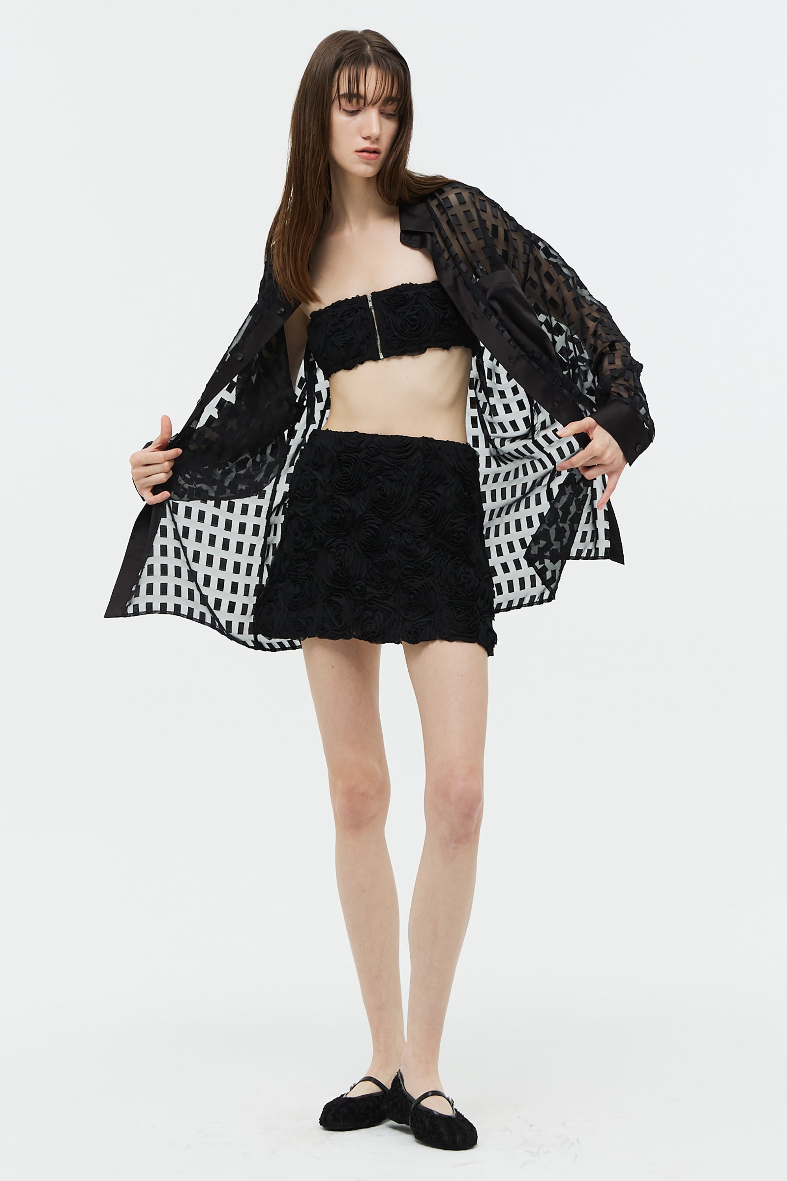 ORGANZA SQUARE BLOUSE_BLACK
