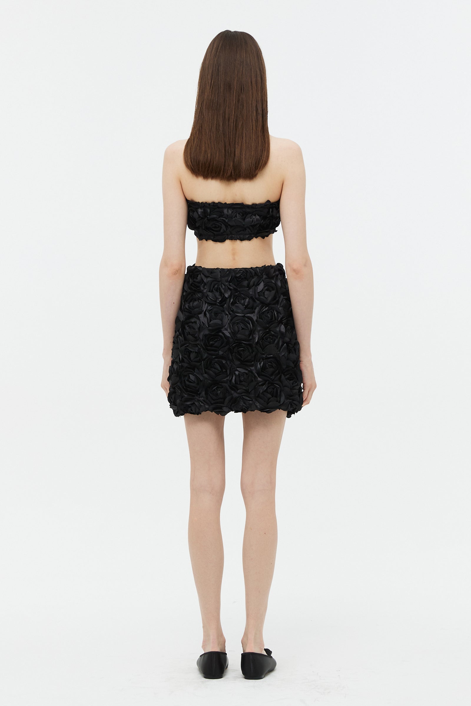 FLOWER CORSAGE TUBE TOP_BLACK