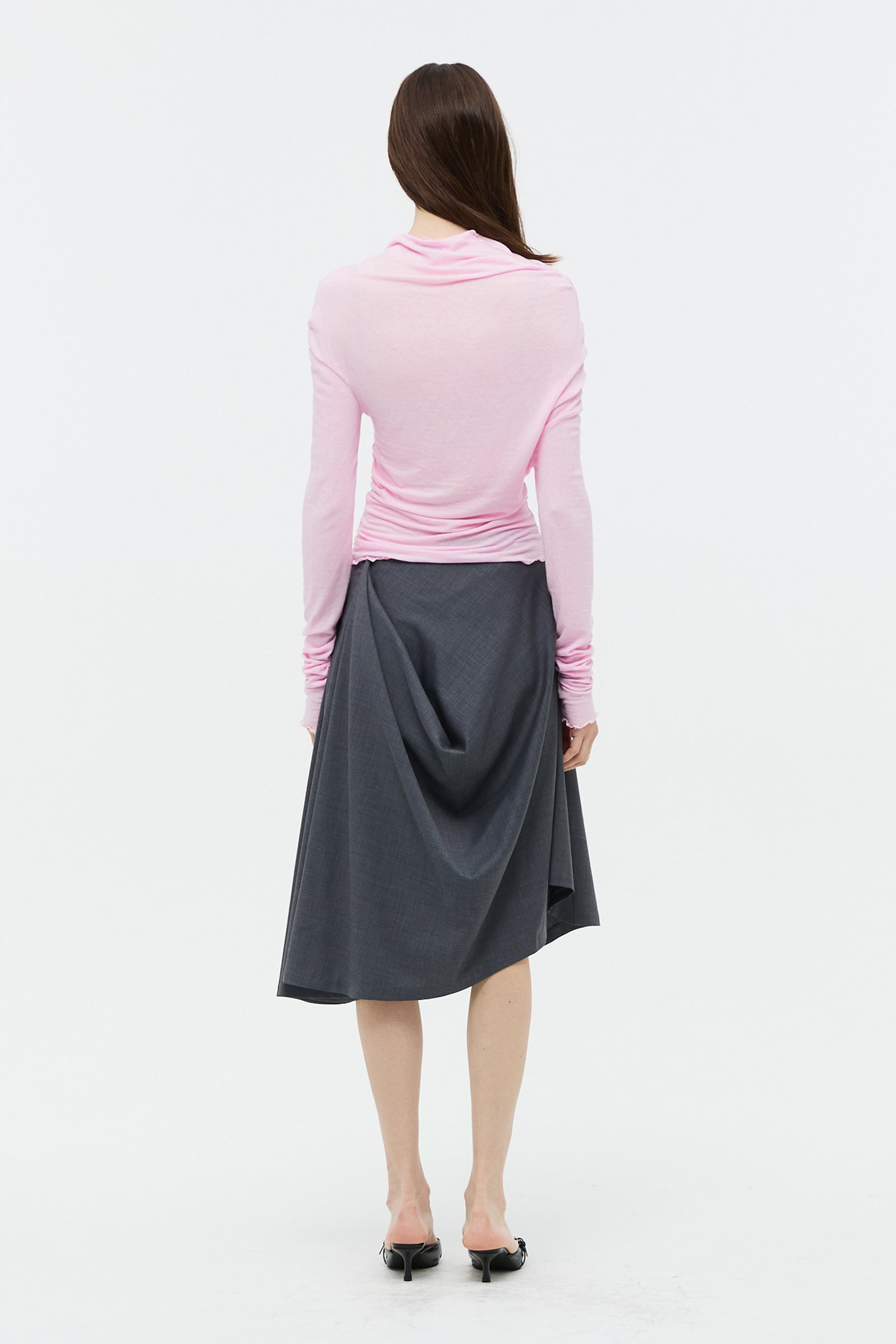 SHEER LINEN DRAPING TOP_PINK