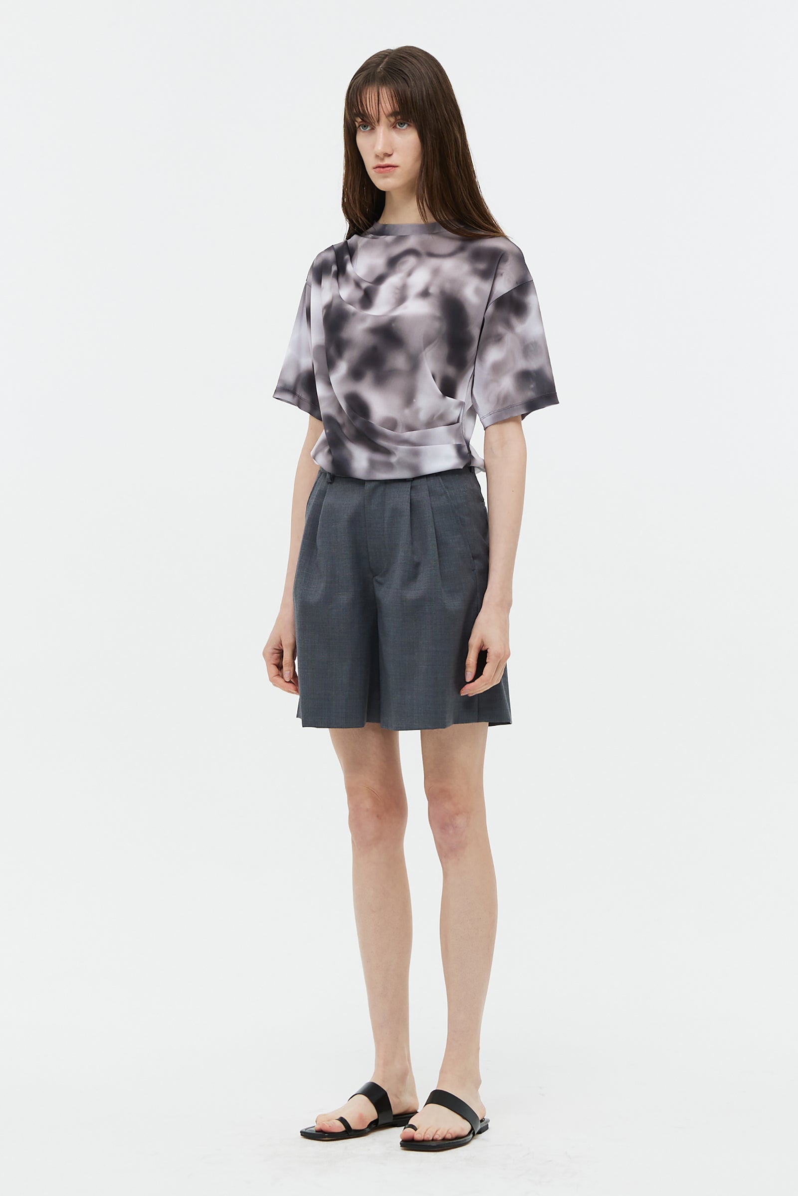 AURORA MESH TUCK T-SHIRT_BLACK