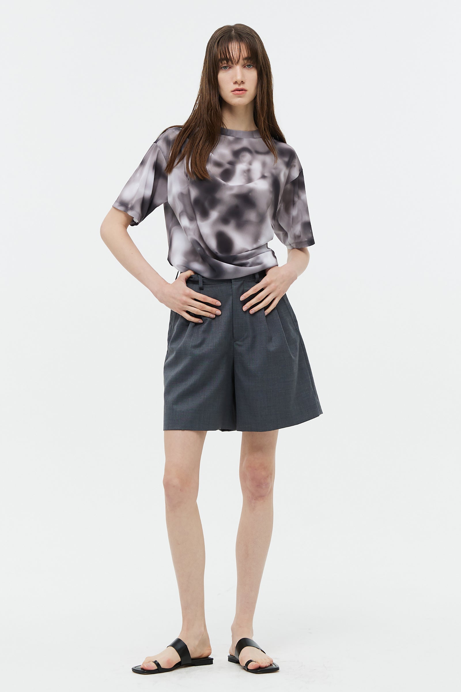 AURORA MESH TUCK T-SHIRT_BLACK