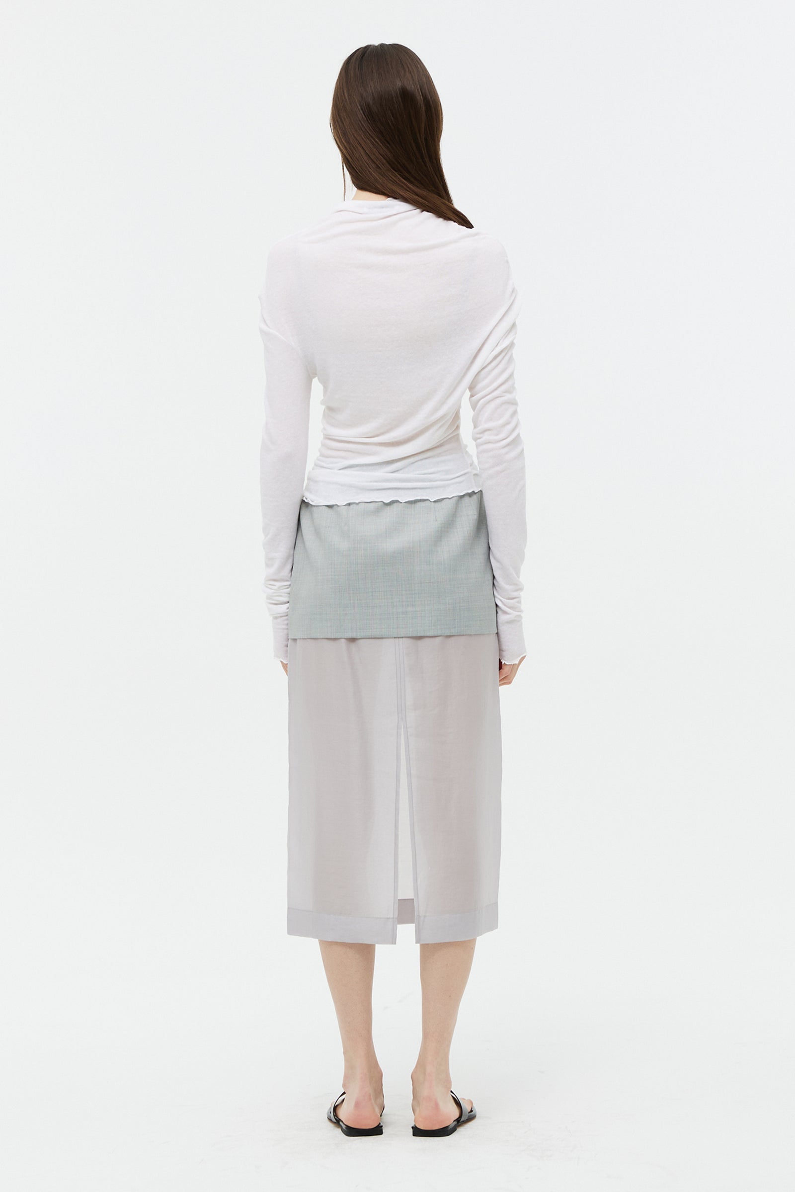 SHEER LINEN DRAPING TOP_IVORY