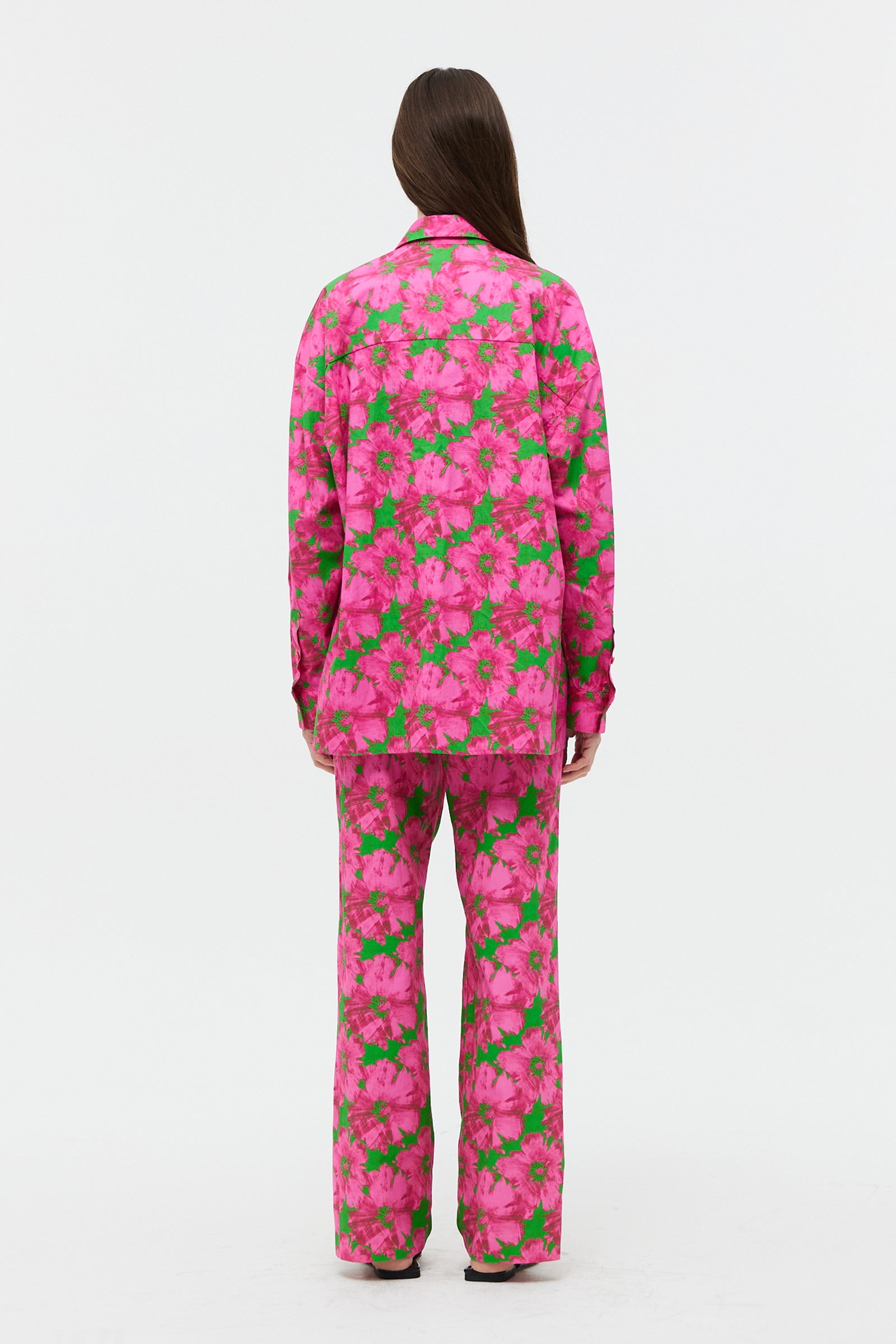 FLOWER COTTON LONG SHIRT_PINK