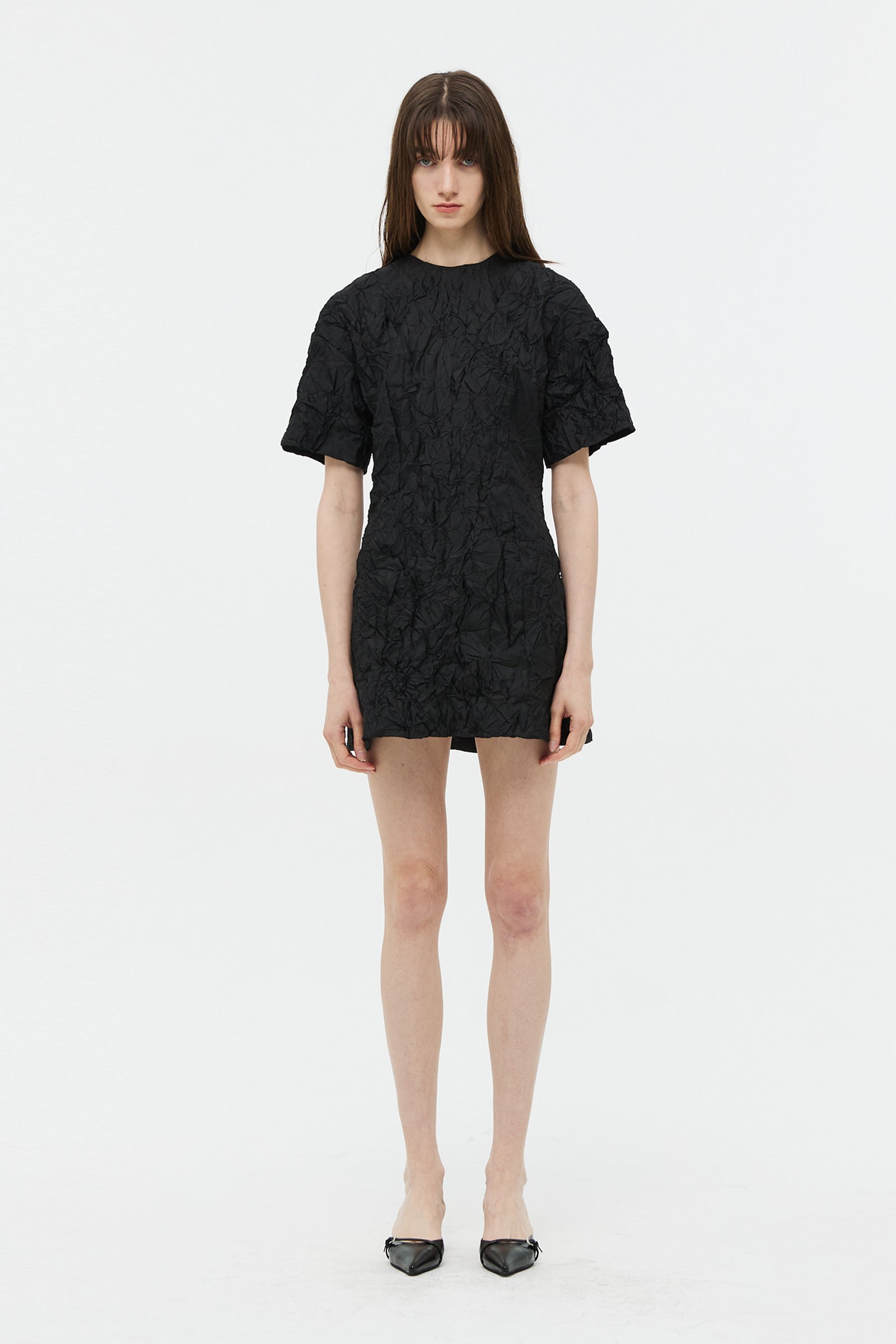 CREASE MINI DRESS_BLACK