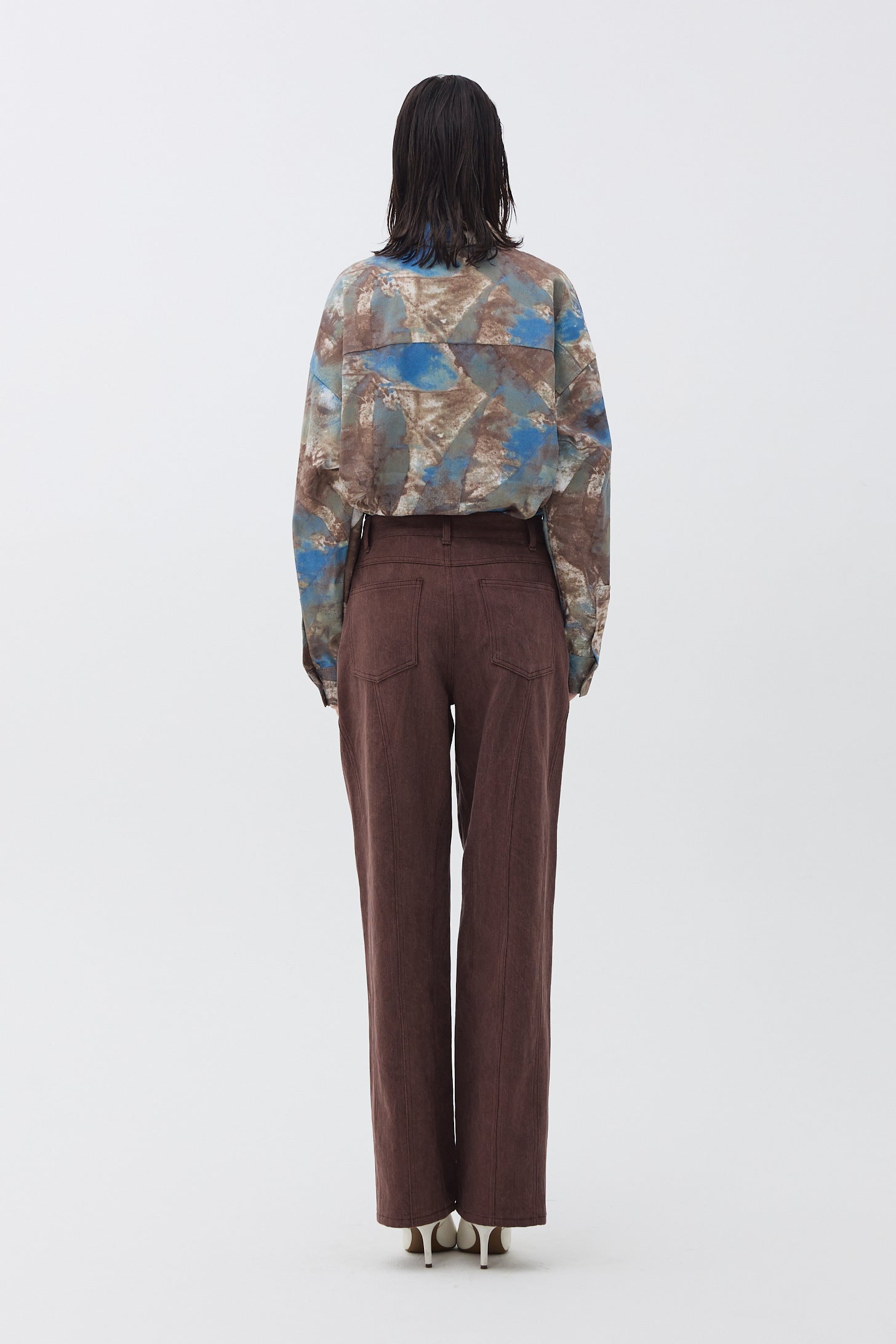 DOUBLE-SEAMED DENIM PANTS_BROWN