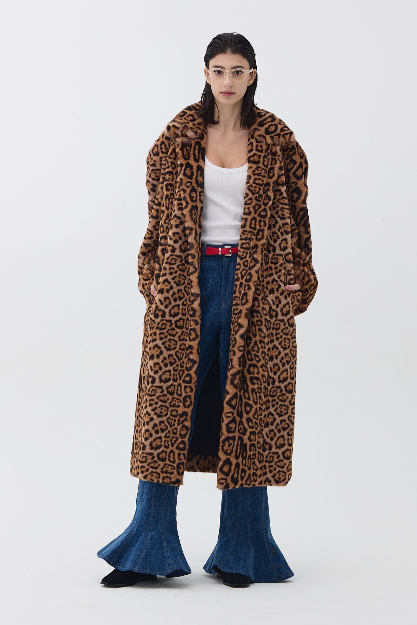 VEGAN FUR LONG RAGLAN COAT_LEOPARD