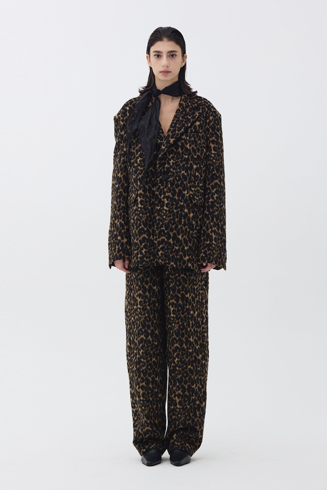 WOOL TWO-TUCK TROUSER_LEOPARD