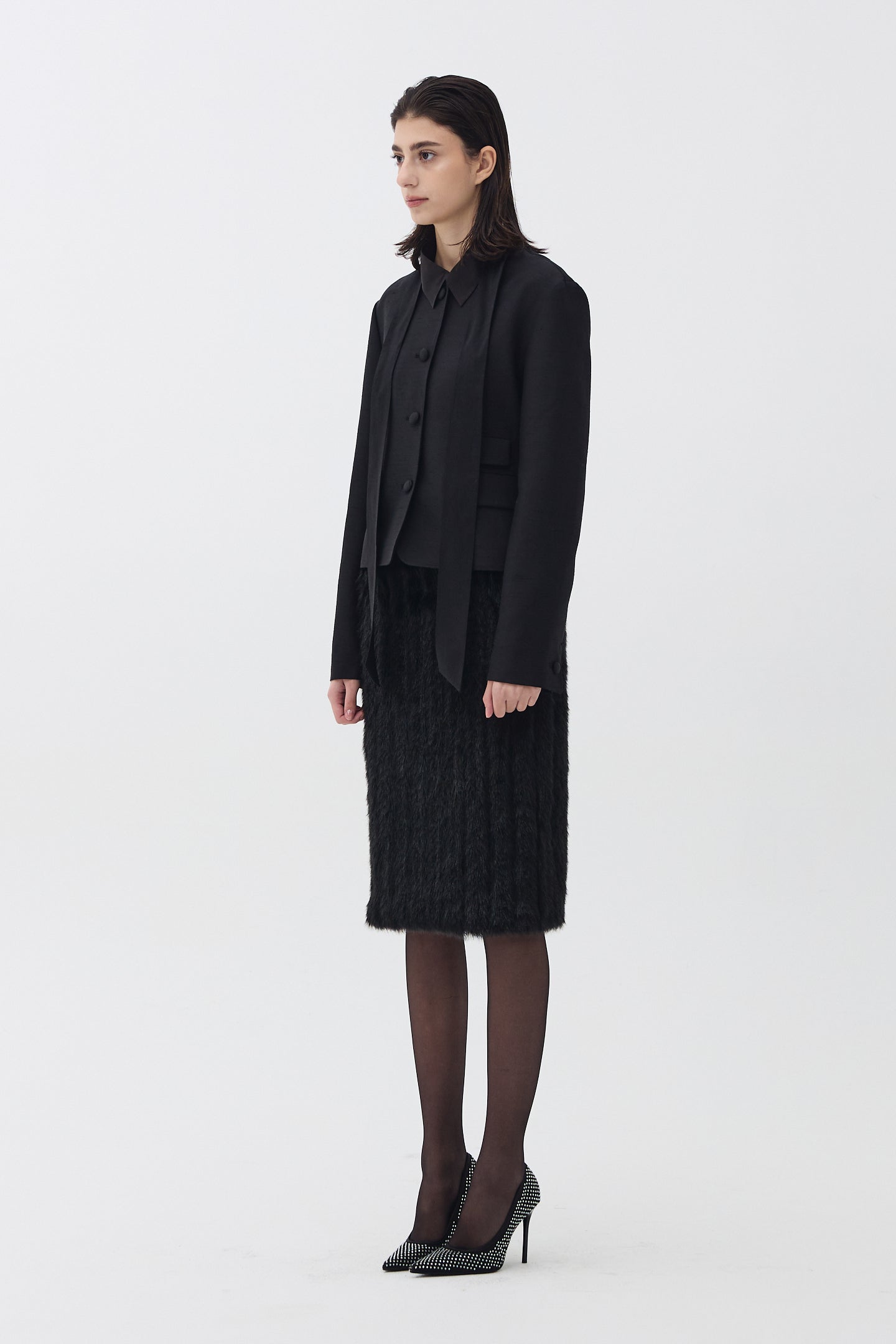 FAUX FUR SKIRT_BLACK