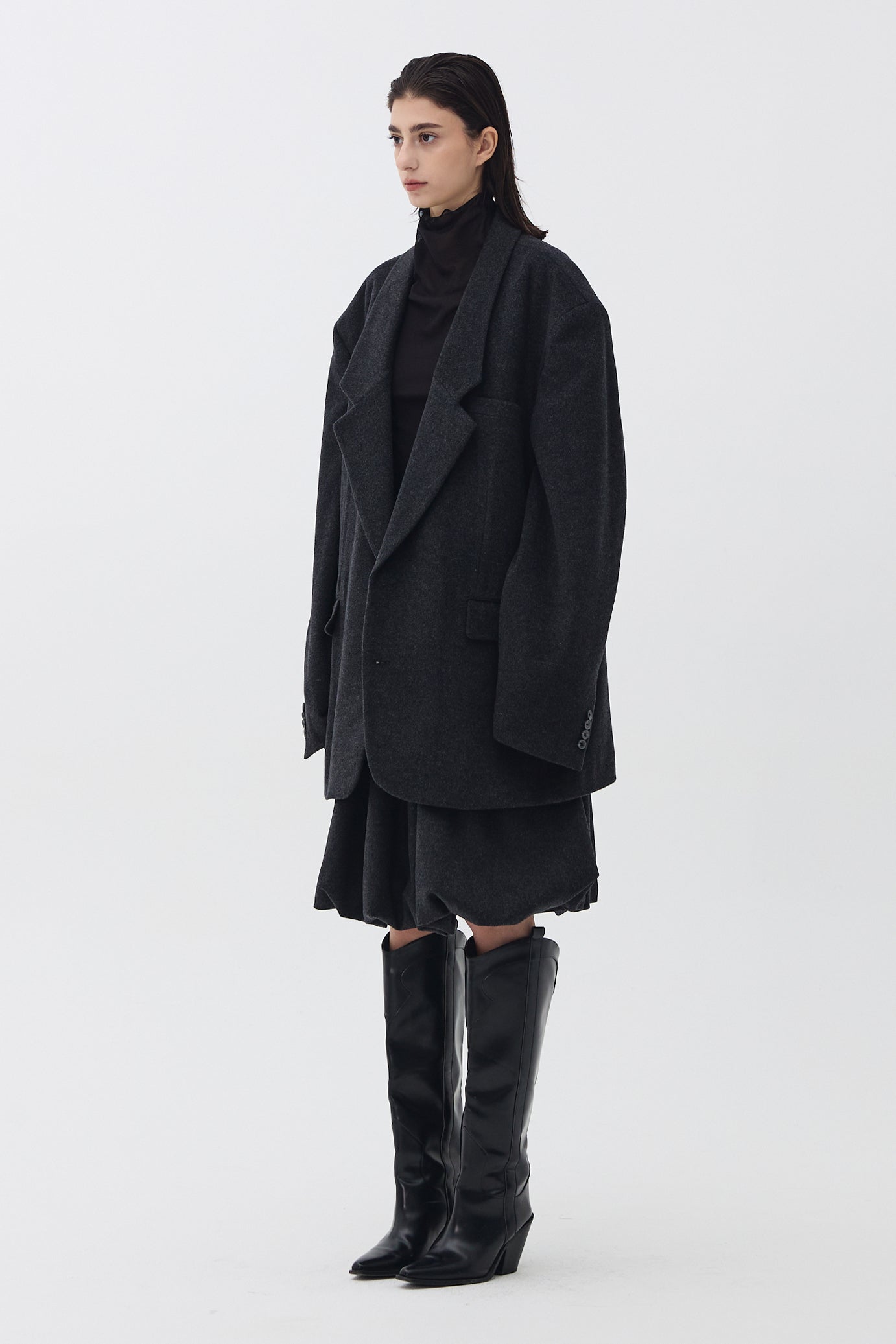 LONG COLLAR OVERSIZED TAILORED JACKET_CHARCOAL