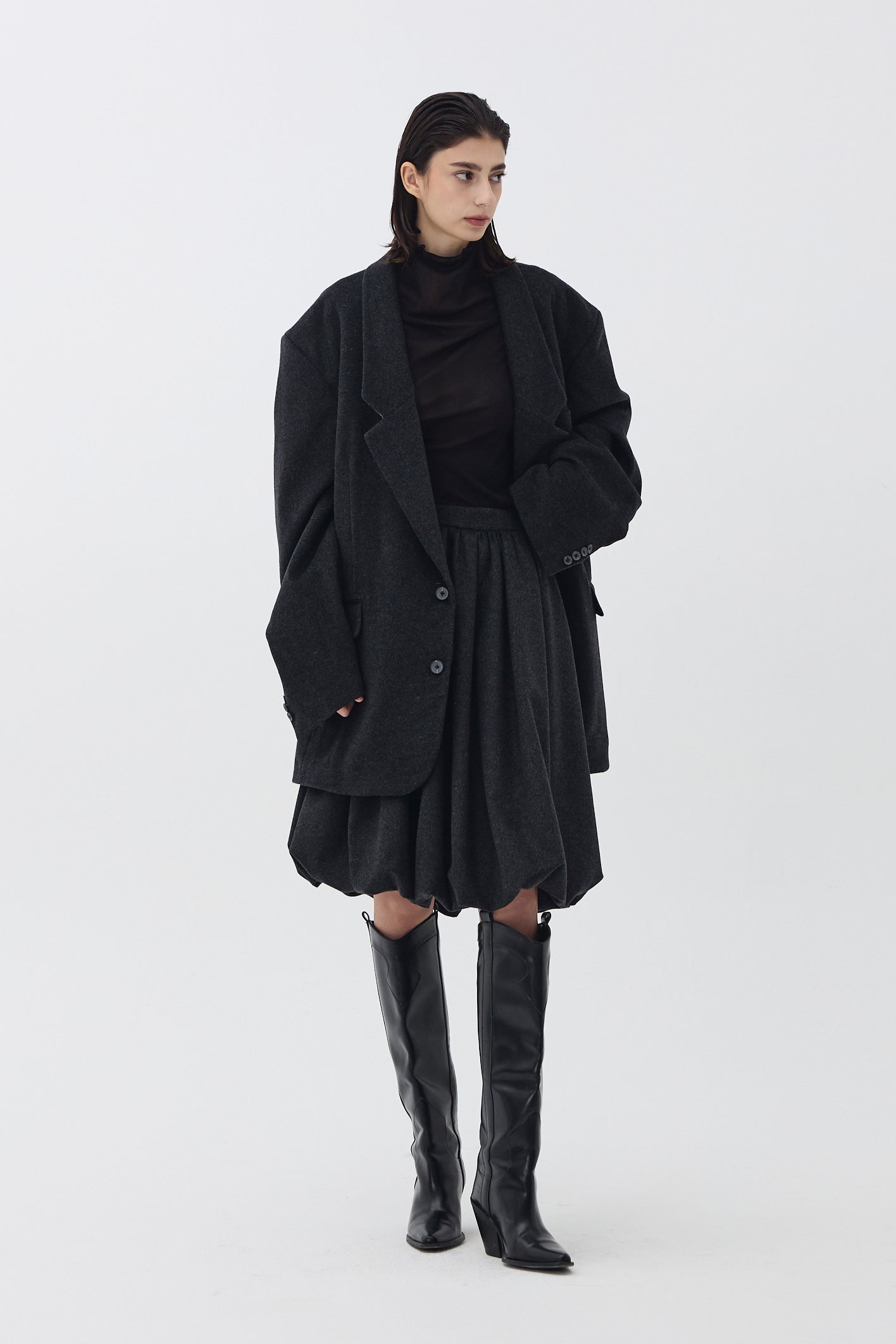 LONG COLLAR OVERSIZED TAILORED JACKET_CHARCOAL
