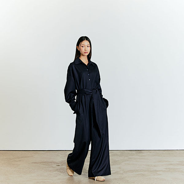 WOOL SHIRT JUMPSUIT_NAVY