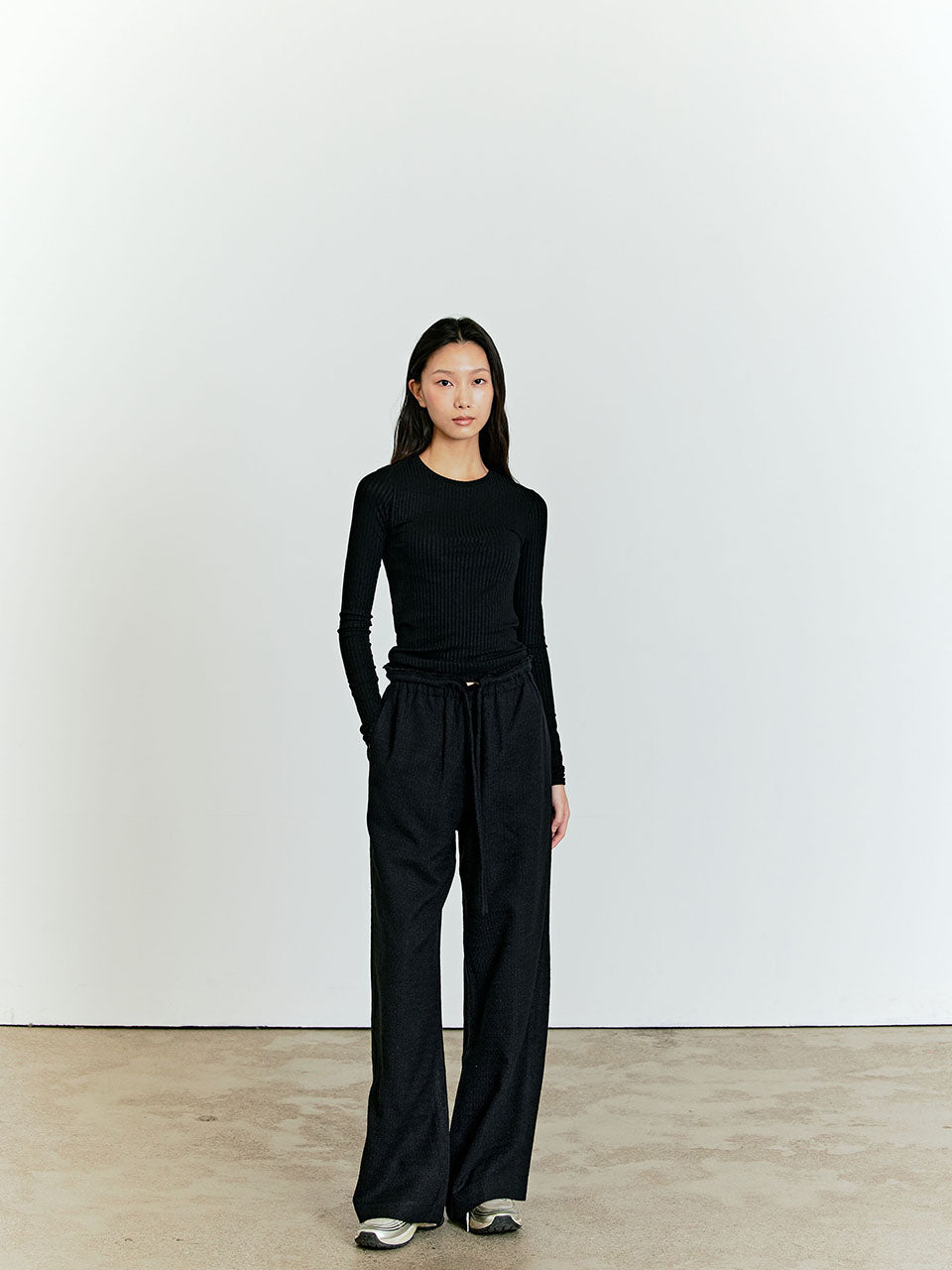 TWEED STRING PANTS_BLACK