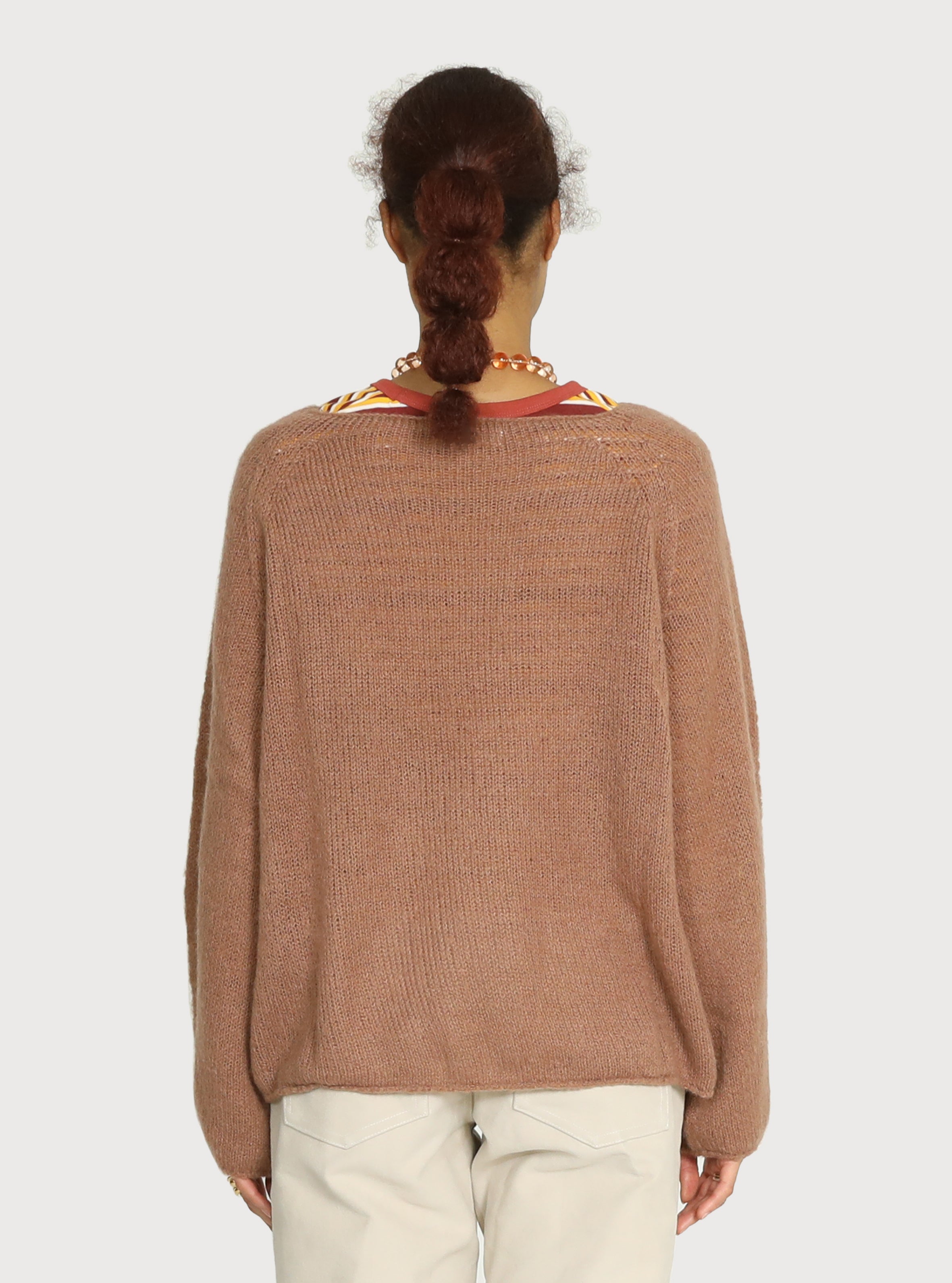 WIDE BOAT-NECK WHOLE GARMENT KNIT_BRICK