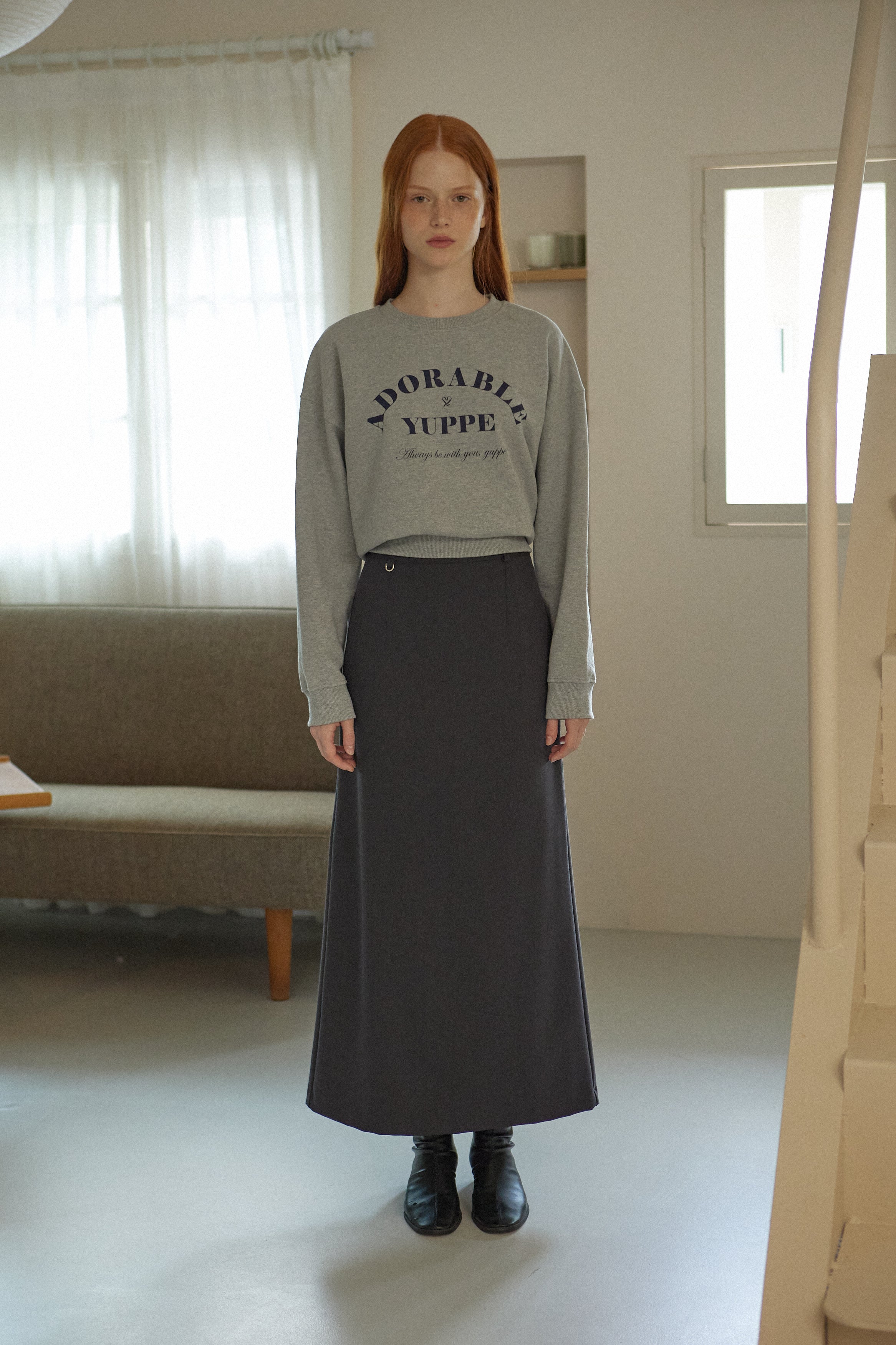 WOOL LINE SKIRT_CHARBON