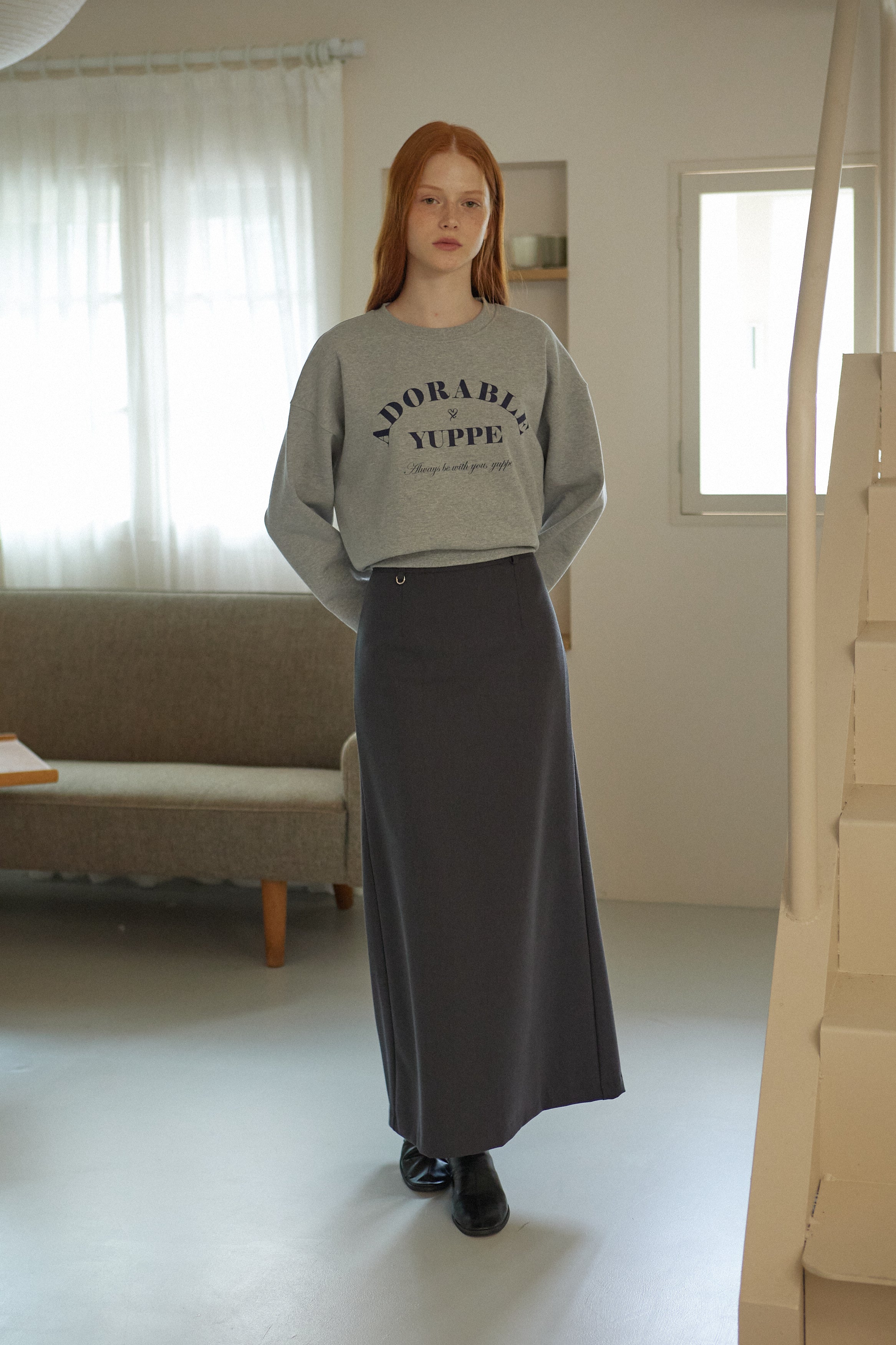 WOOL LINE SKIRT_CHARBON