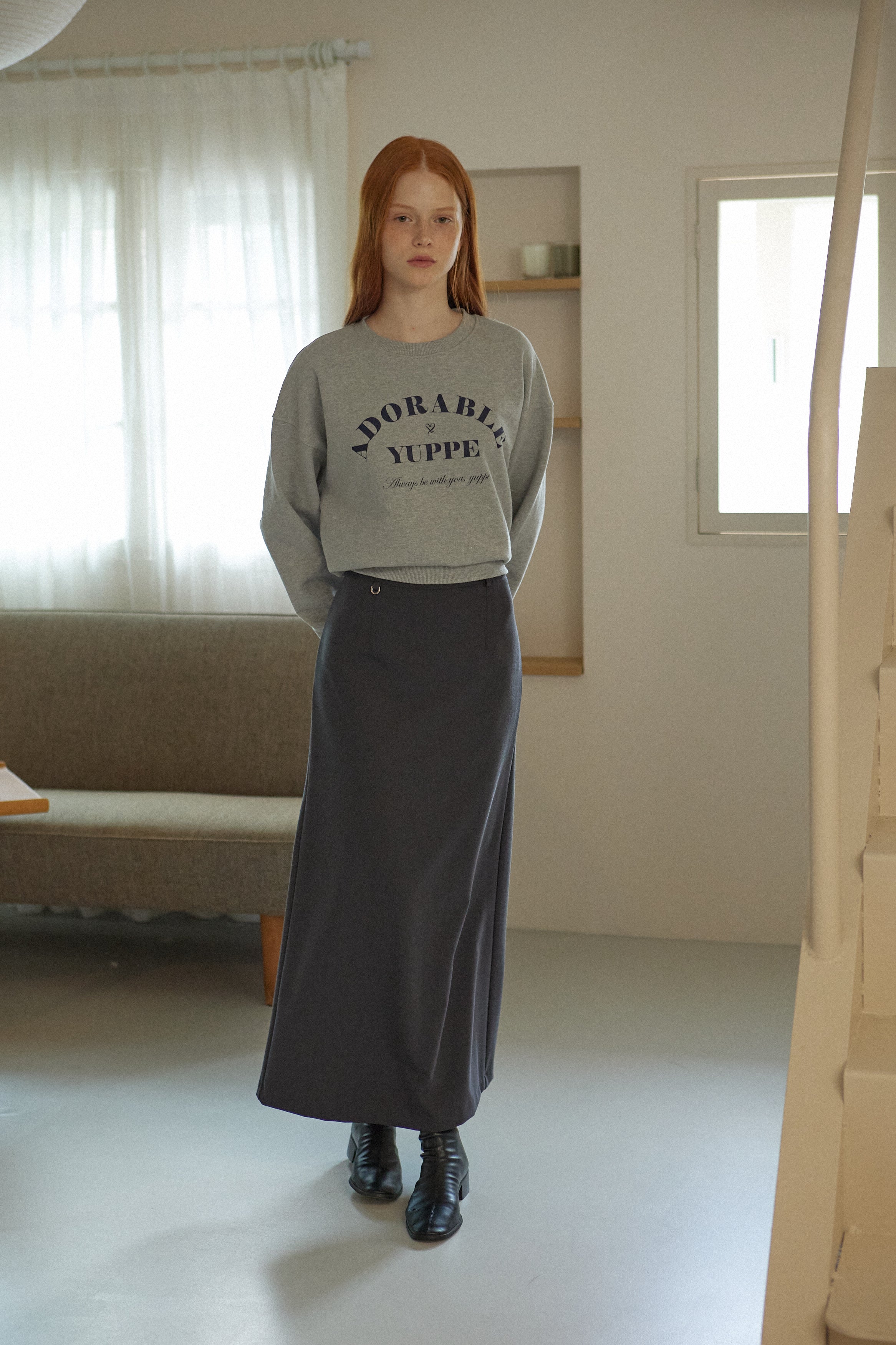 WOOL LINE SKIRT_CHARBON