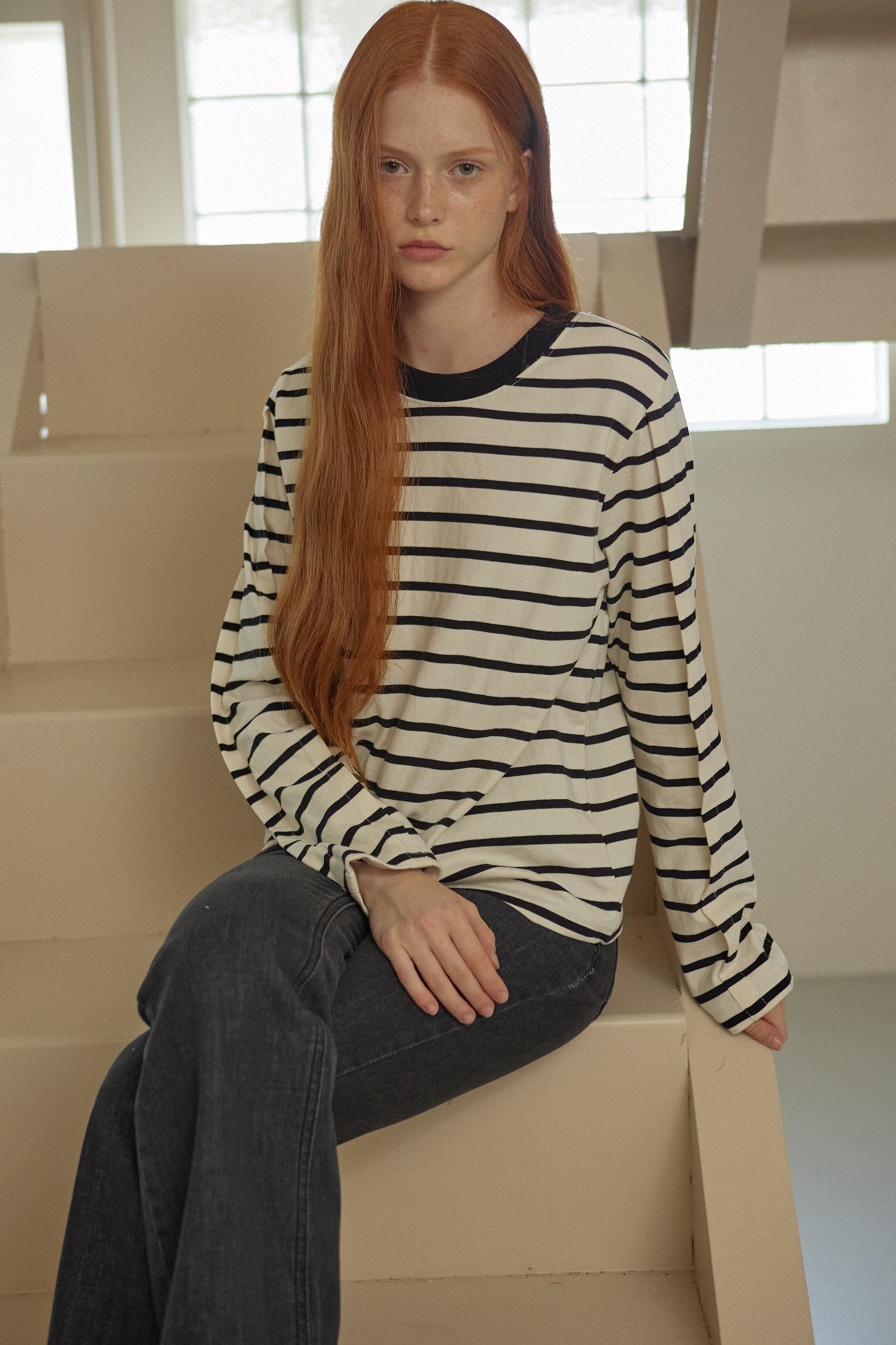 TUCKED STRIPE T-SHIRT_NOIR