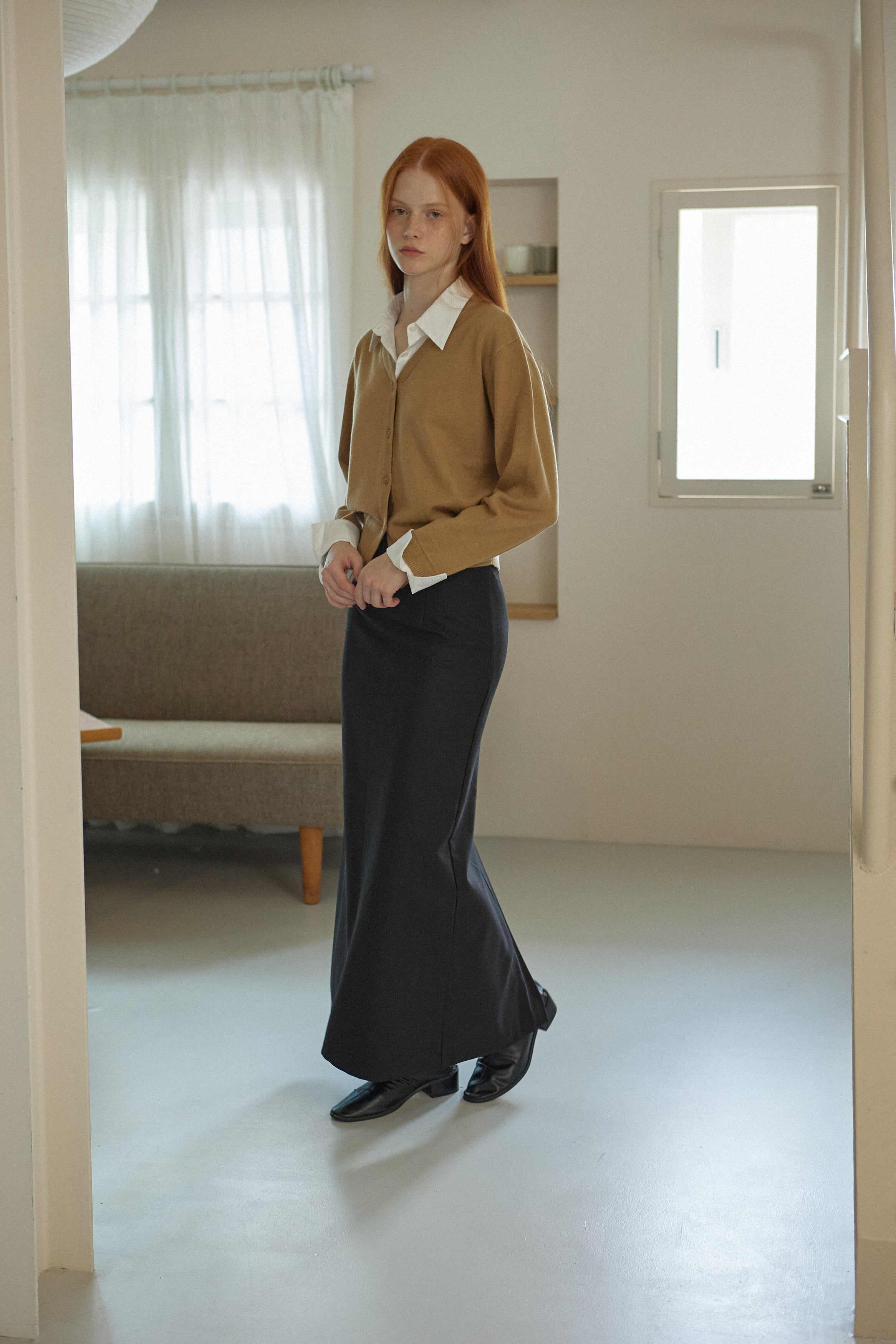 WOOL LINE SKIRT_NOIR