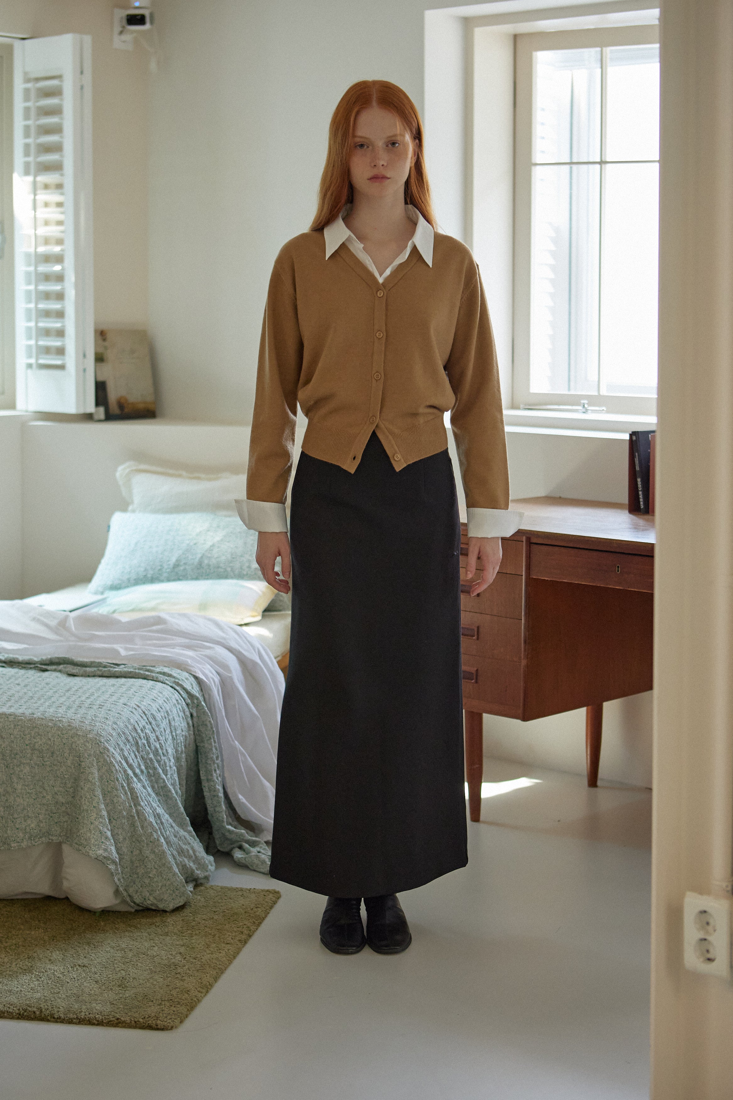 WOOL LINE SKIRT_NOIR