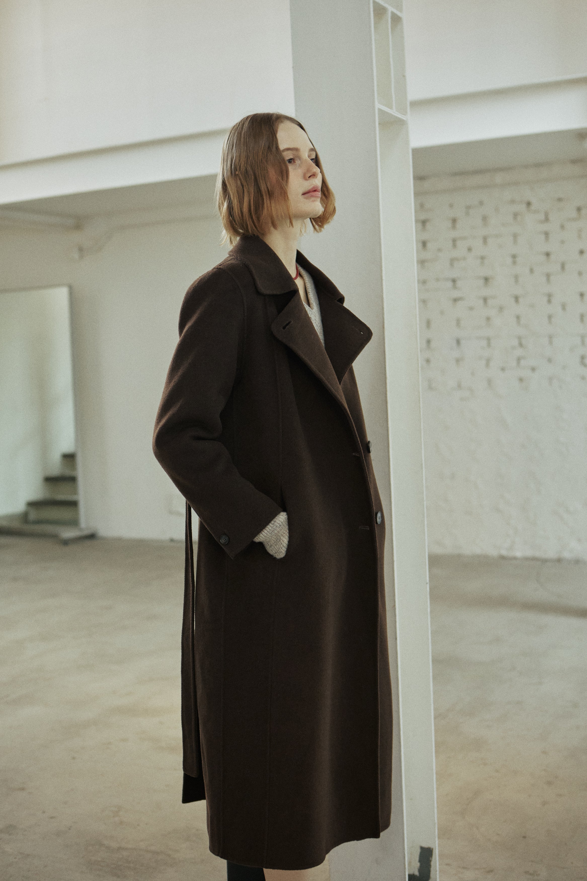 WAVE HANDMADE COAT_BROWN