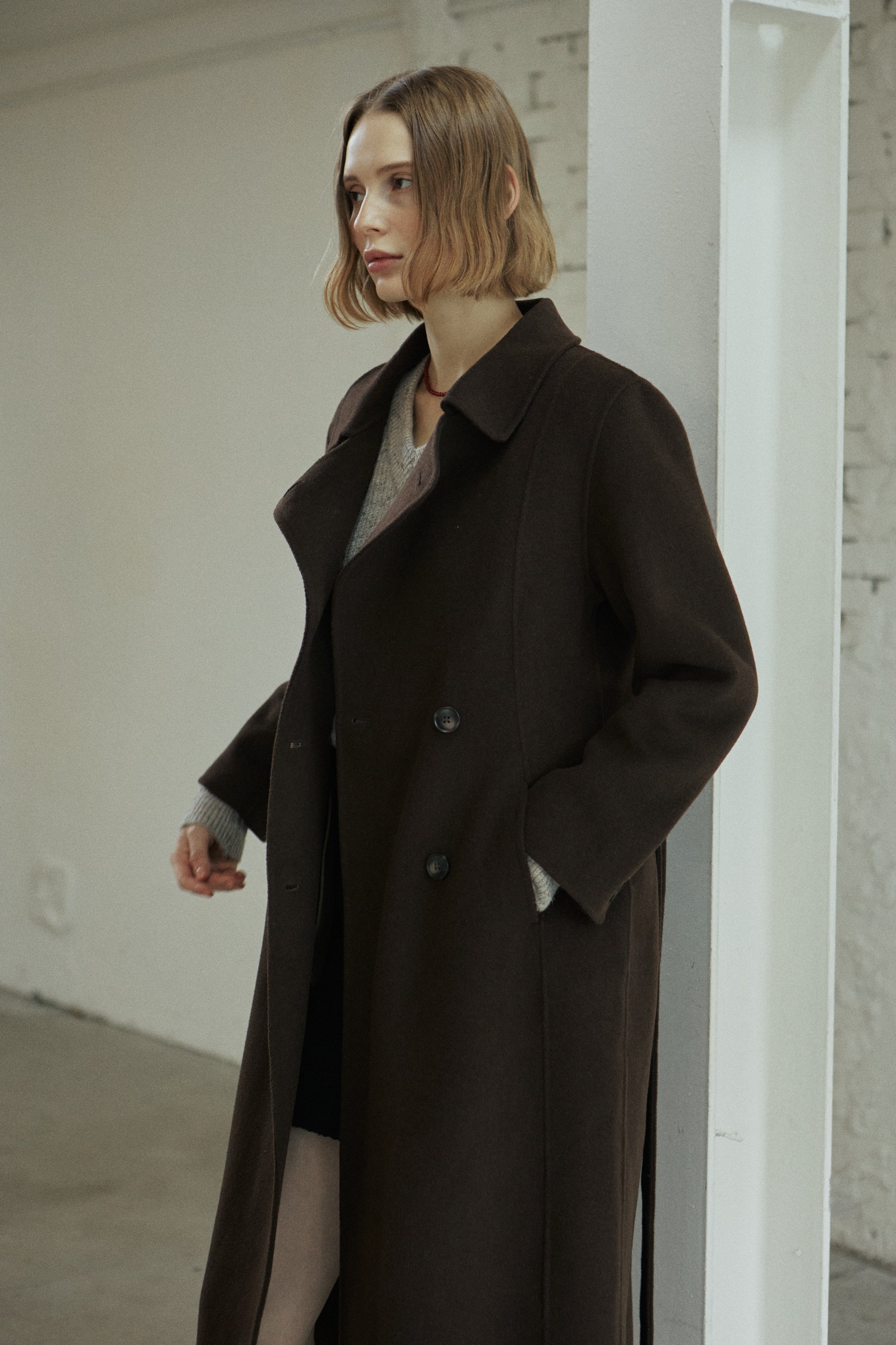 WAVE HANDMADE COAT_MARRON