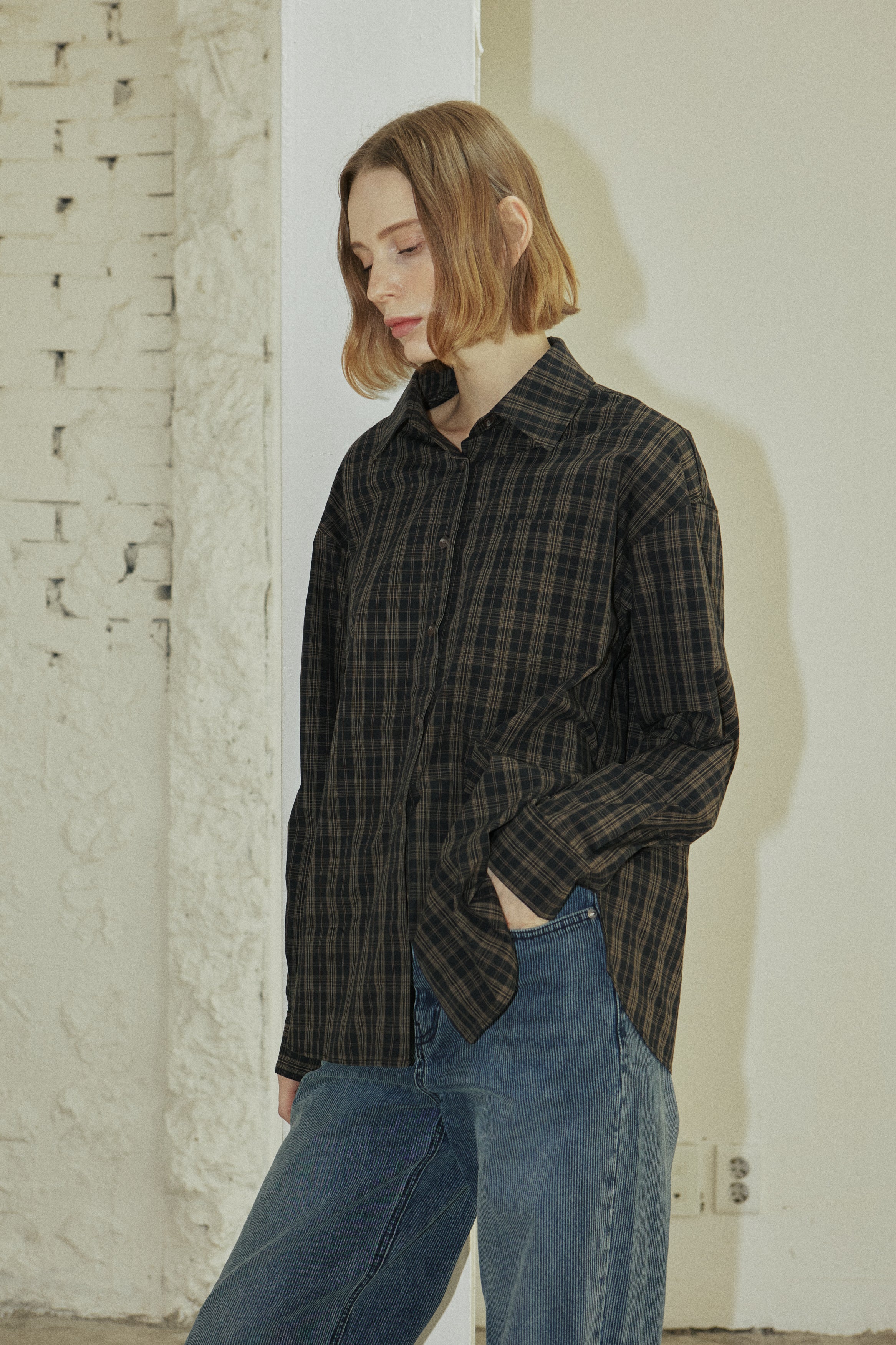 LINE CHECK SHIRT_NOIR