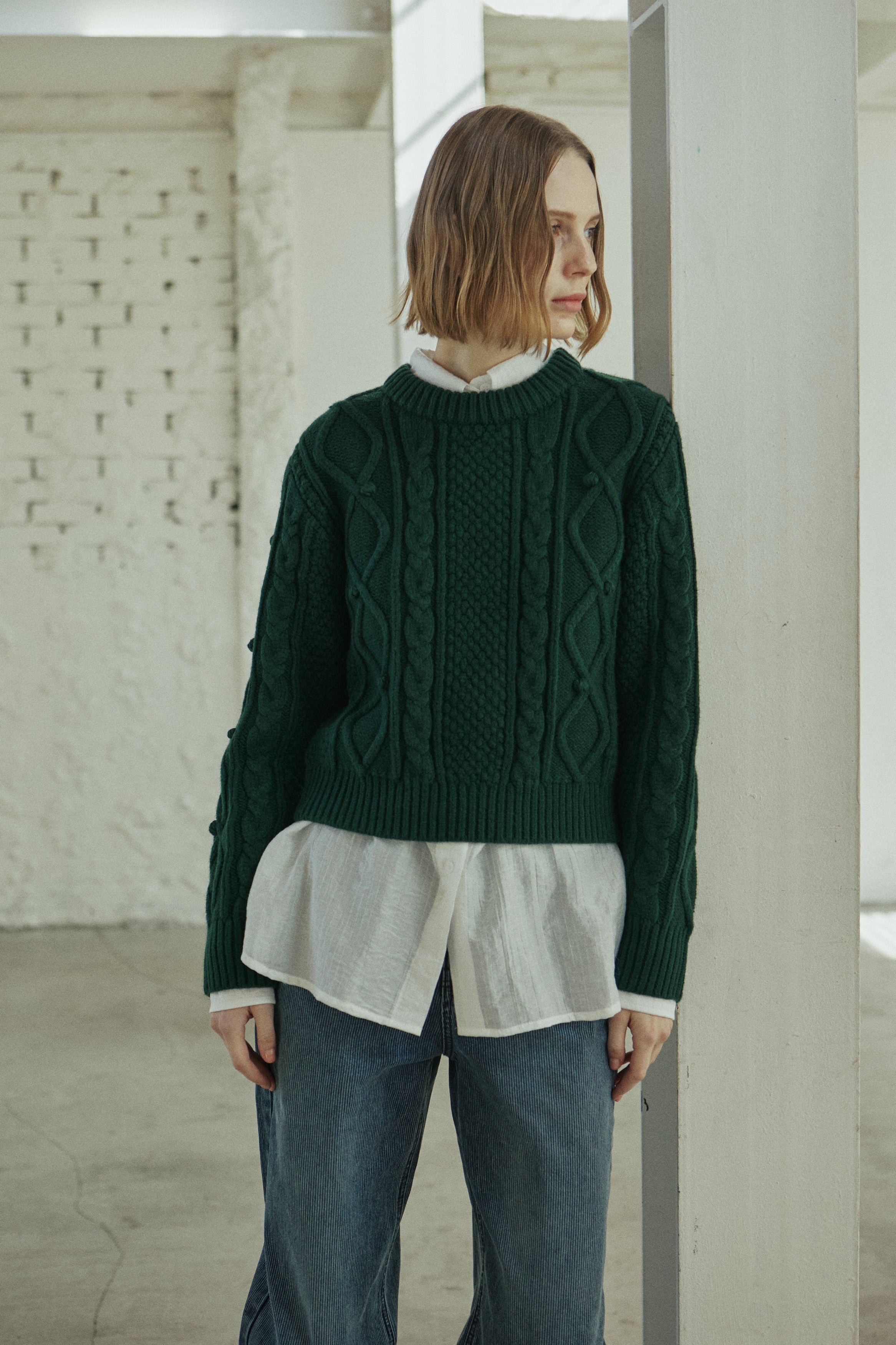 BELL CABLE KNIT_GREEN