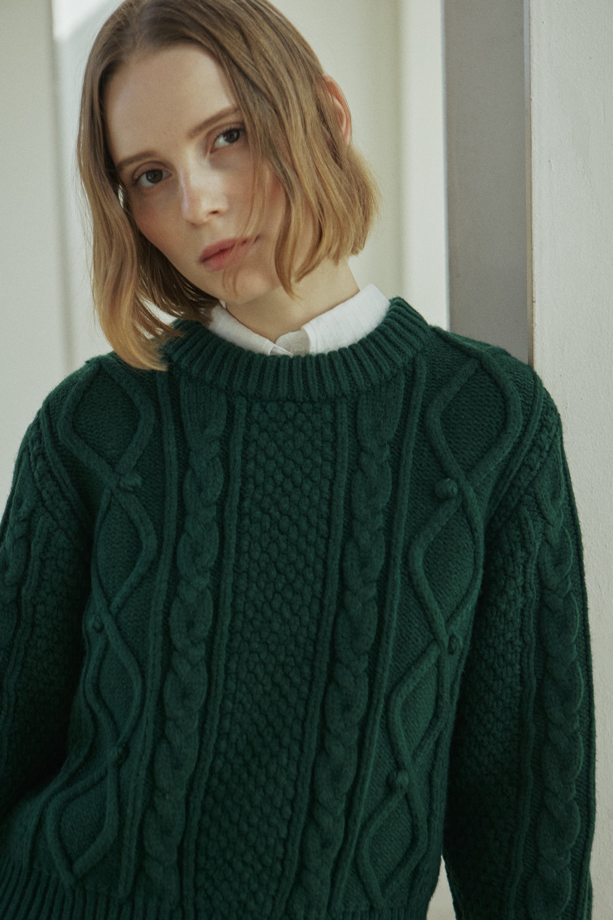 BELL CABLE KNIT_GREEN