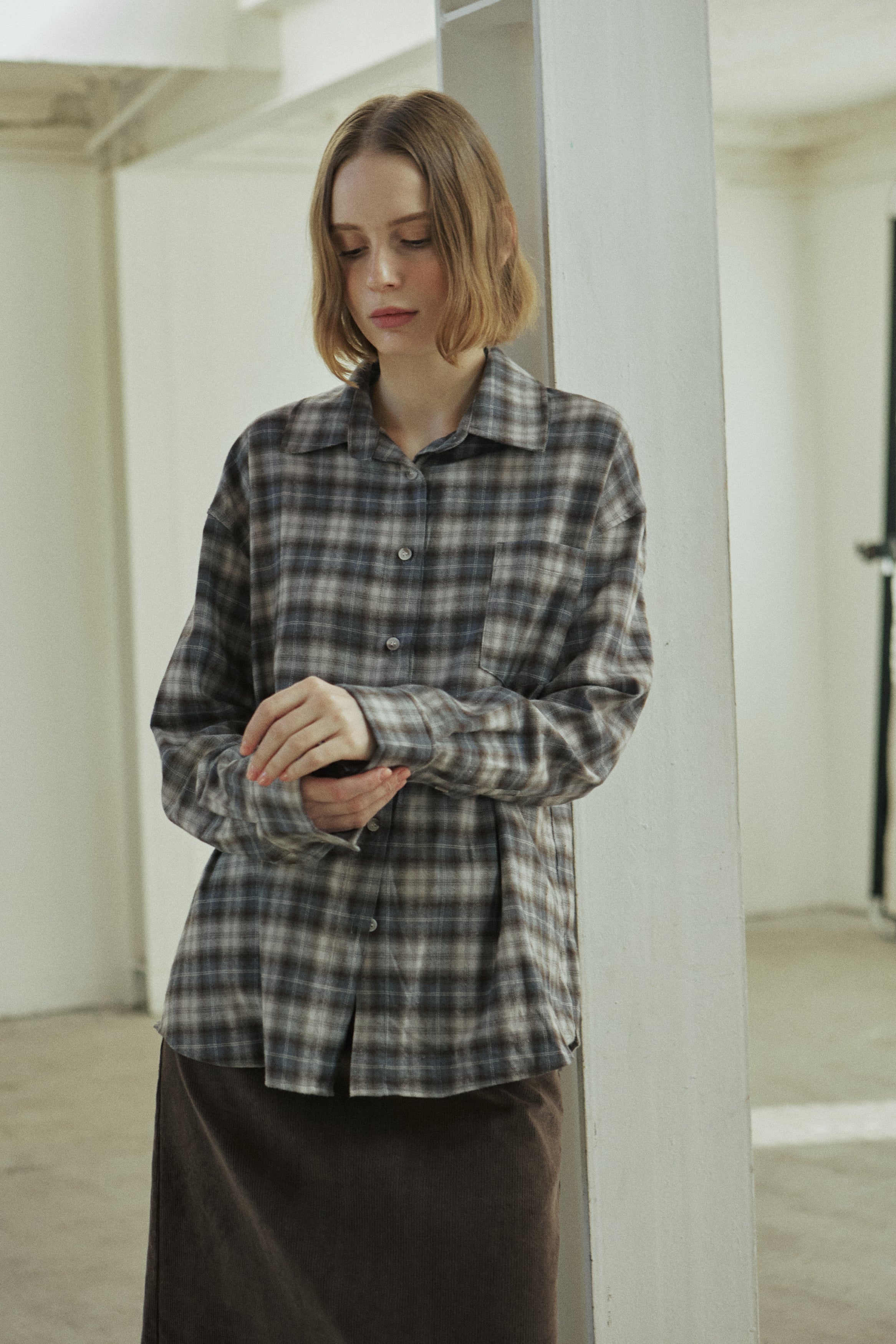 SPREAD CHECK SHIRT_SKY BLUE