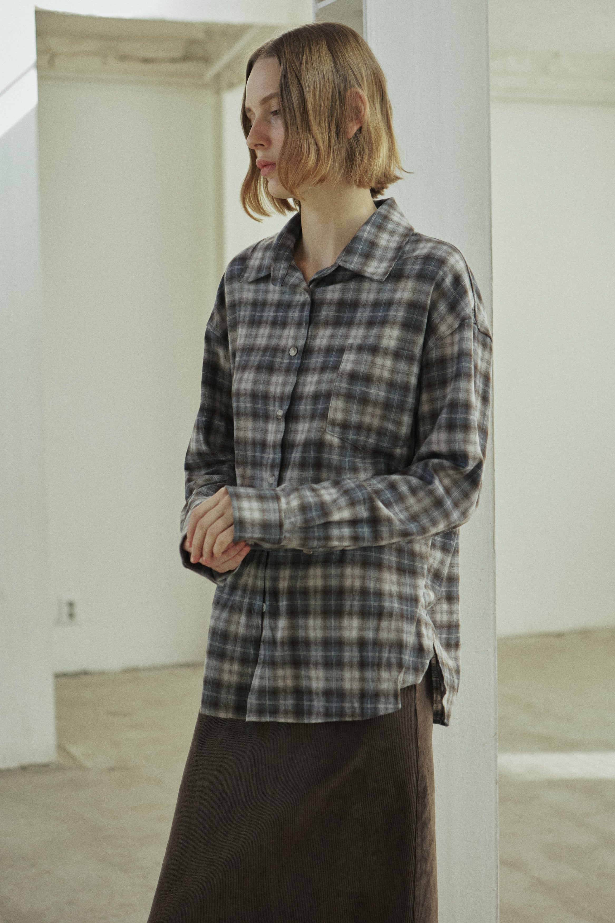 SPREAD CHECK SHIRT_SKY BLUE