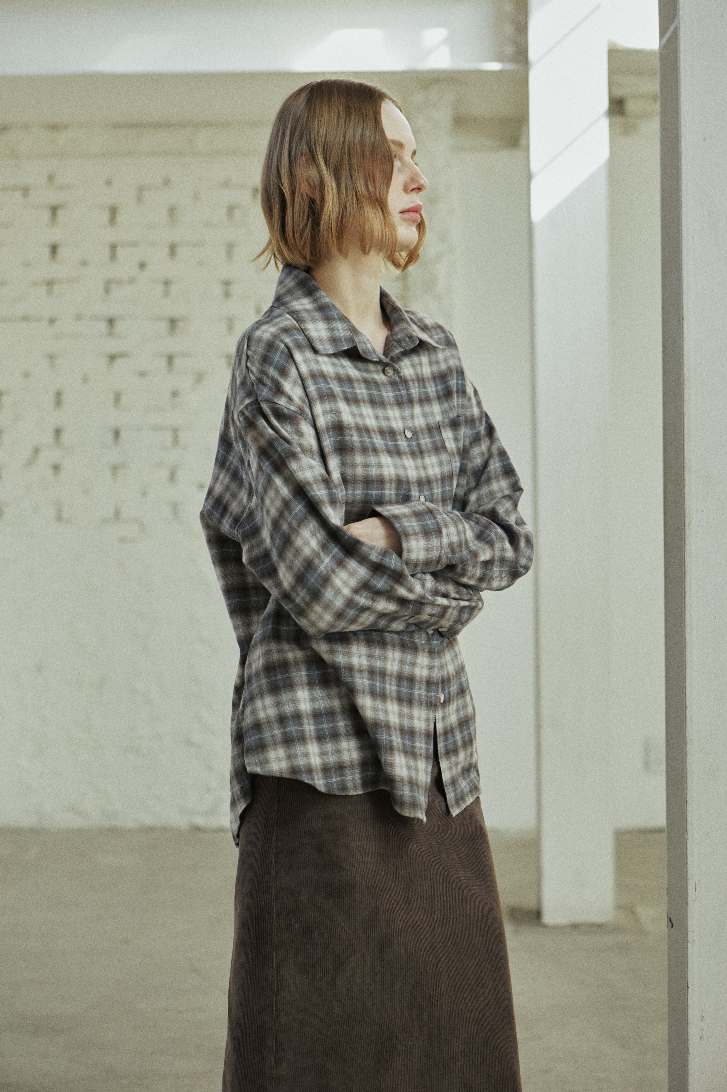 SPREAD CHECK SHIRT_SKY BLUE