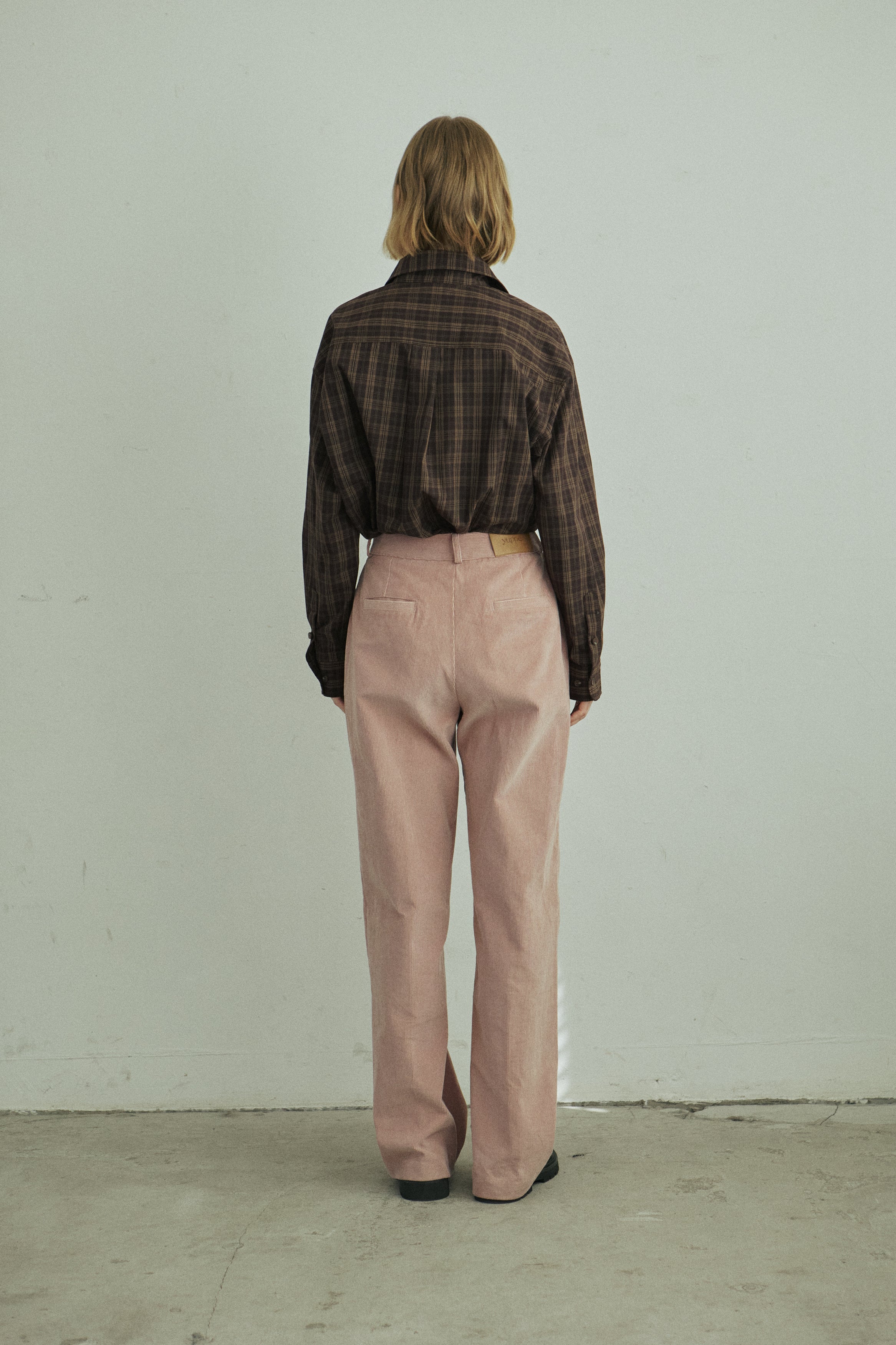 CORDUROY TUCKED PANTS_PINK