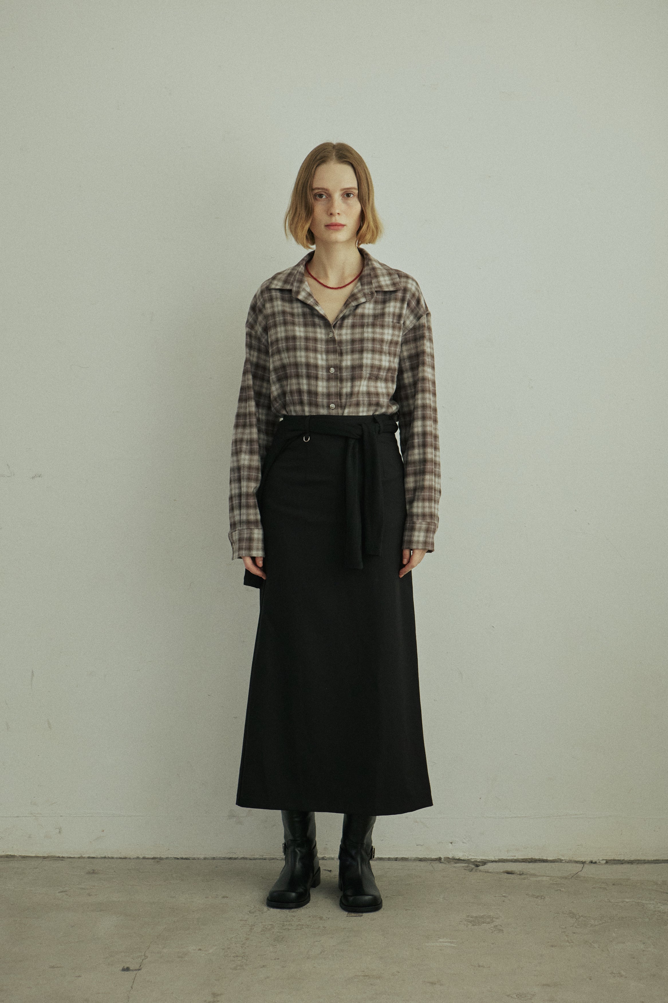 SPREAD CHECK SHIRT_BROWN