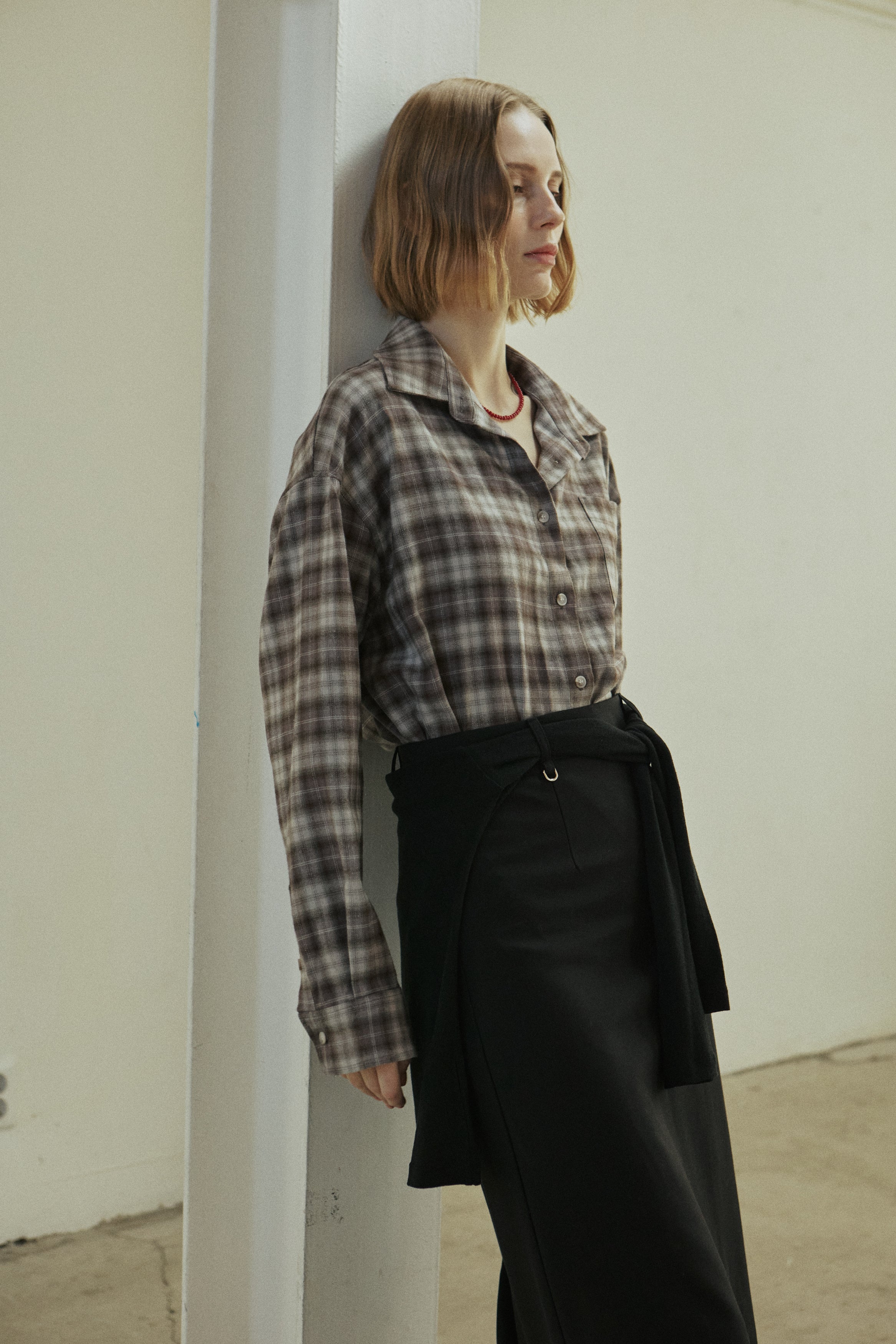 SPREAD CHECK SHIRT_BROWN