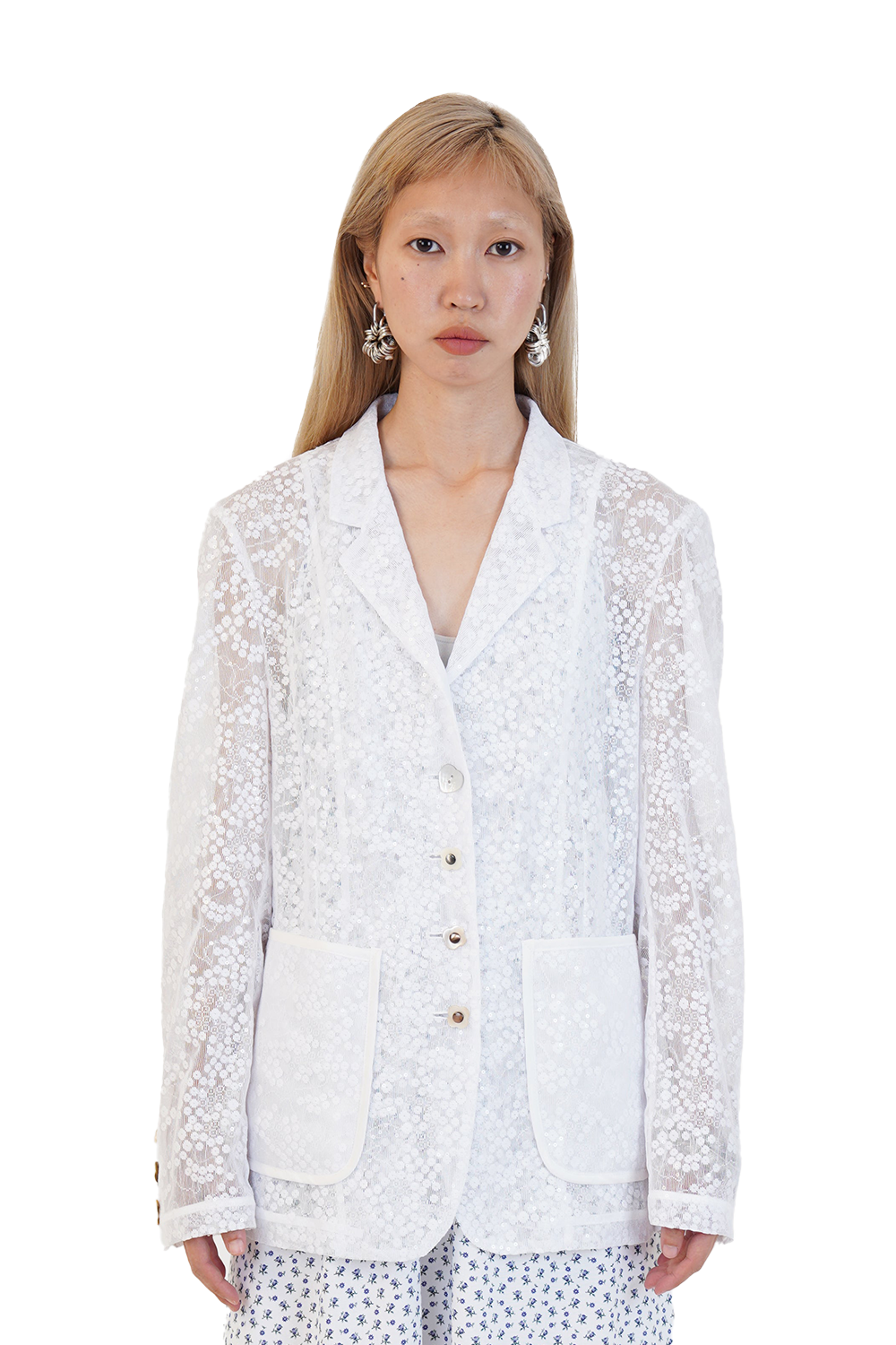 SPANGLED LACE JACKET_WHITE