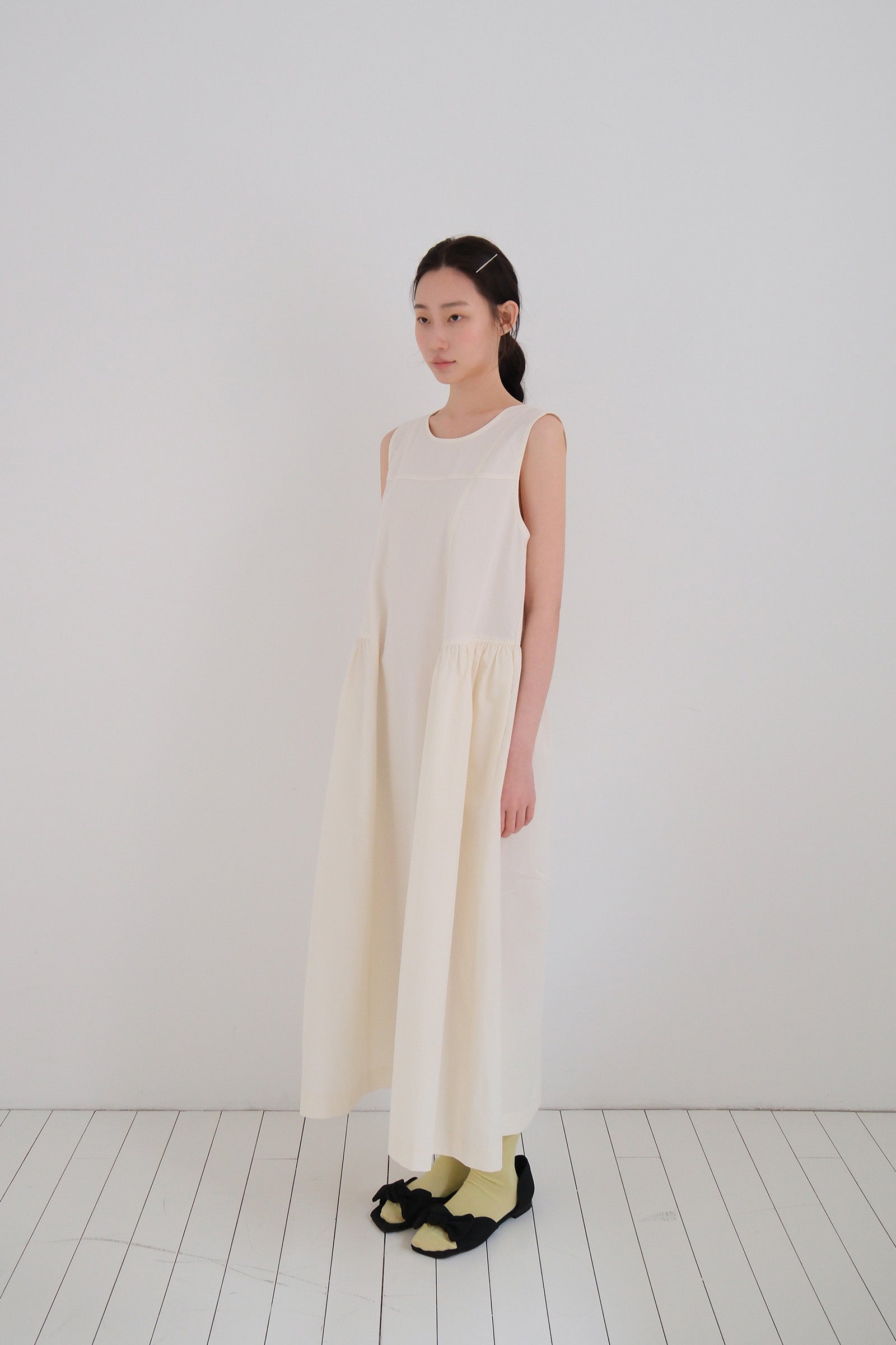 MOUI LINE ROBE MAXI FRONCÉE_CRÈME