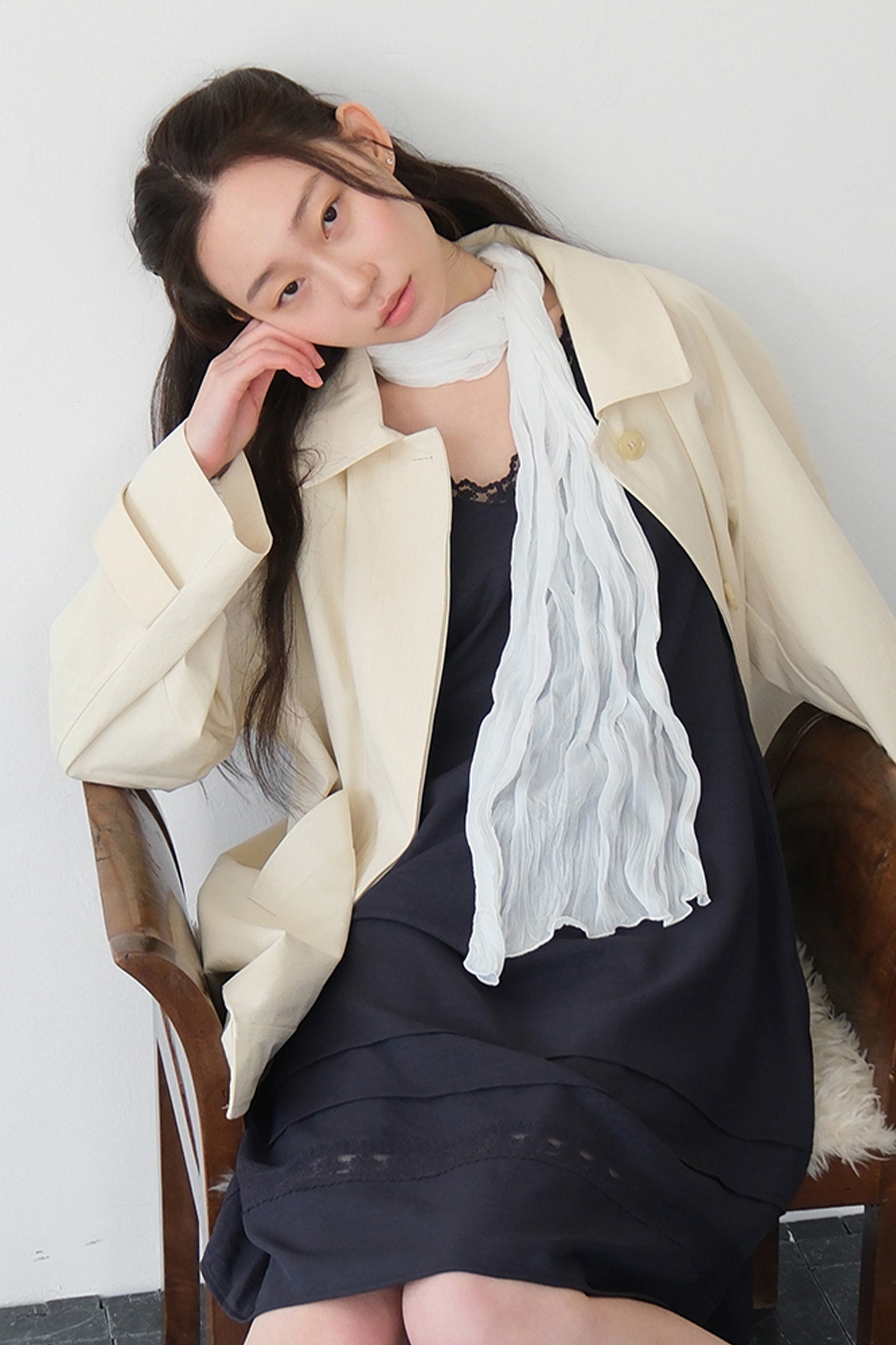 MOUI PLEATS SCARF_IVORY
